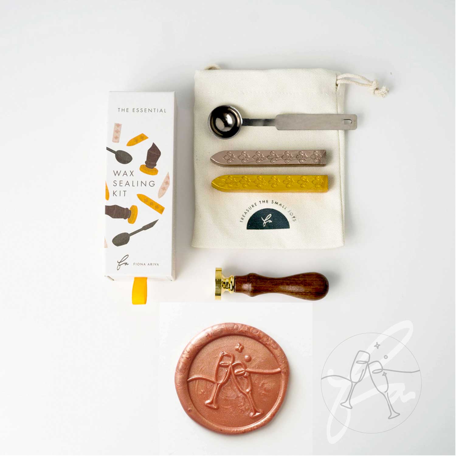 Clinking champagne glasses wax seal kit