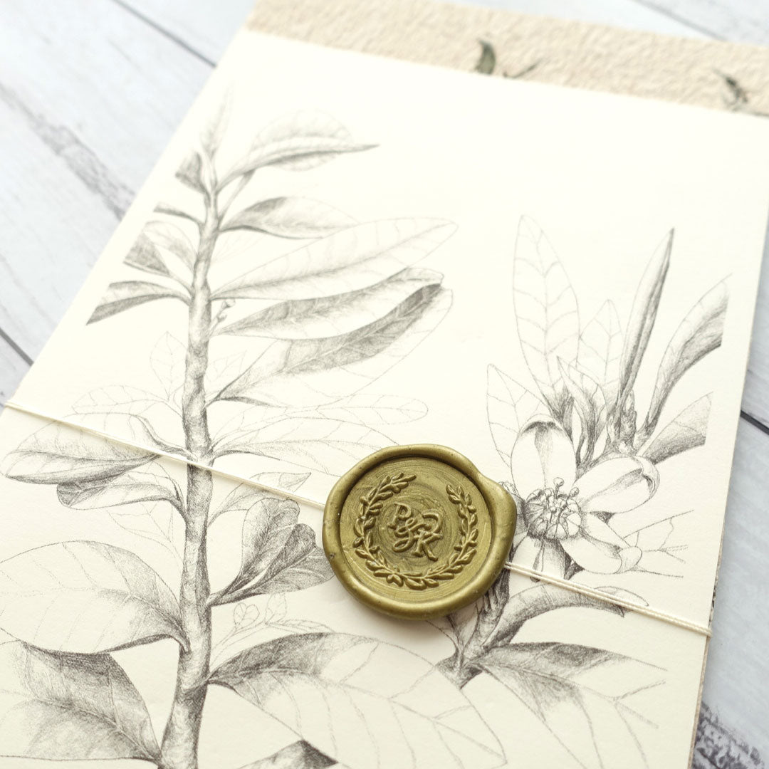 Custom wreath wax seal wedding monogram personalised stamp australia
