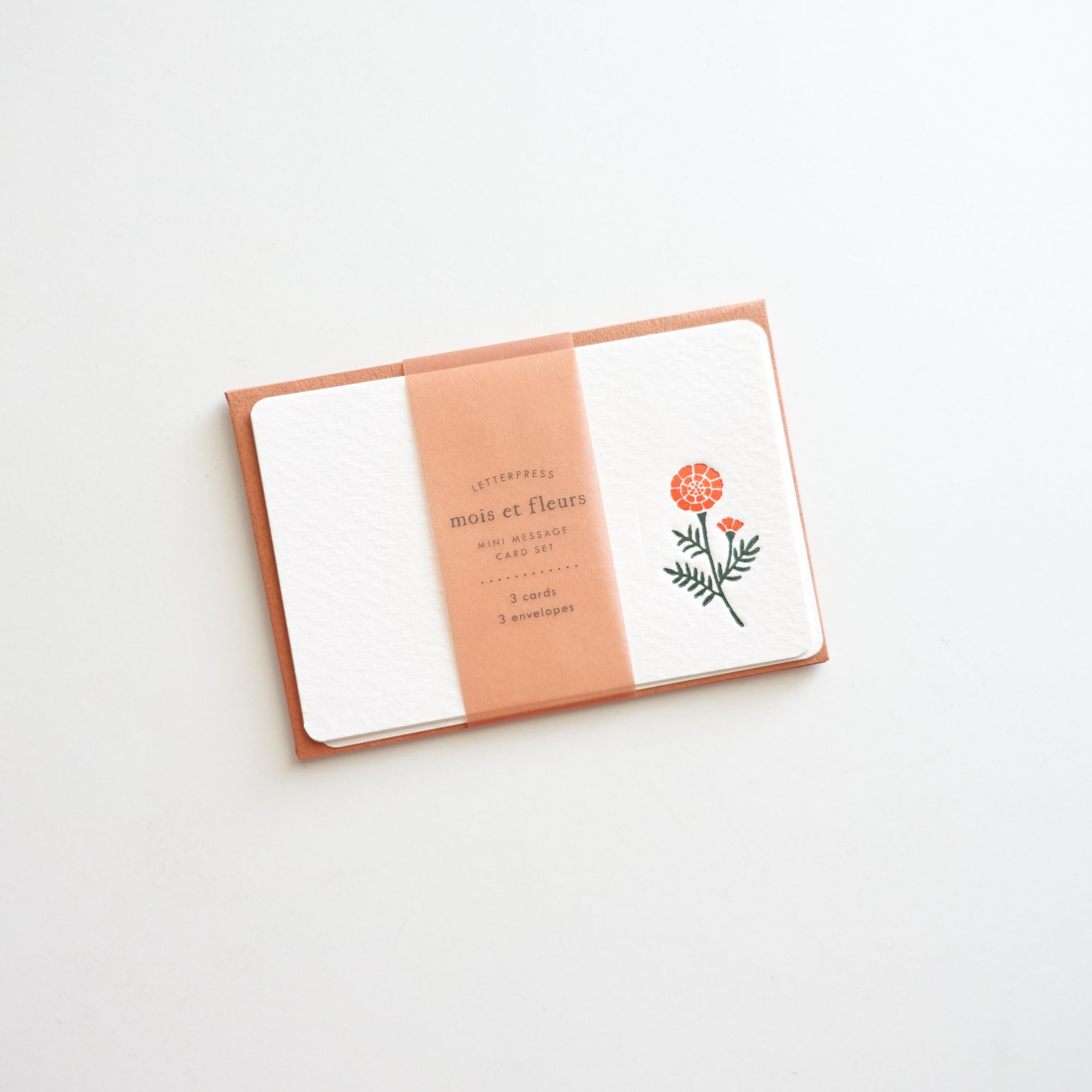 marigold flower letterpress mini thank you card small envelopes australia