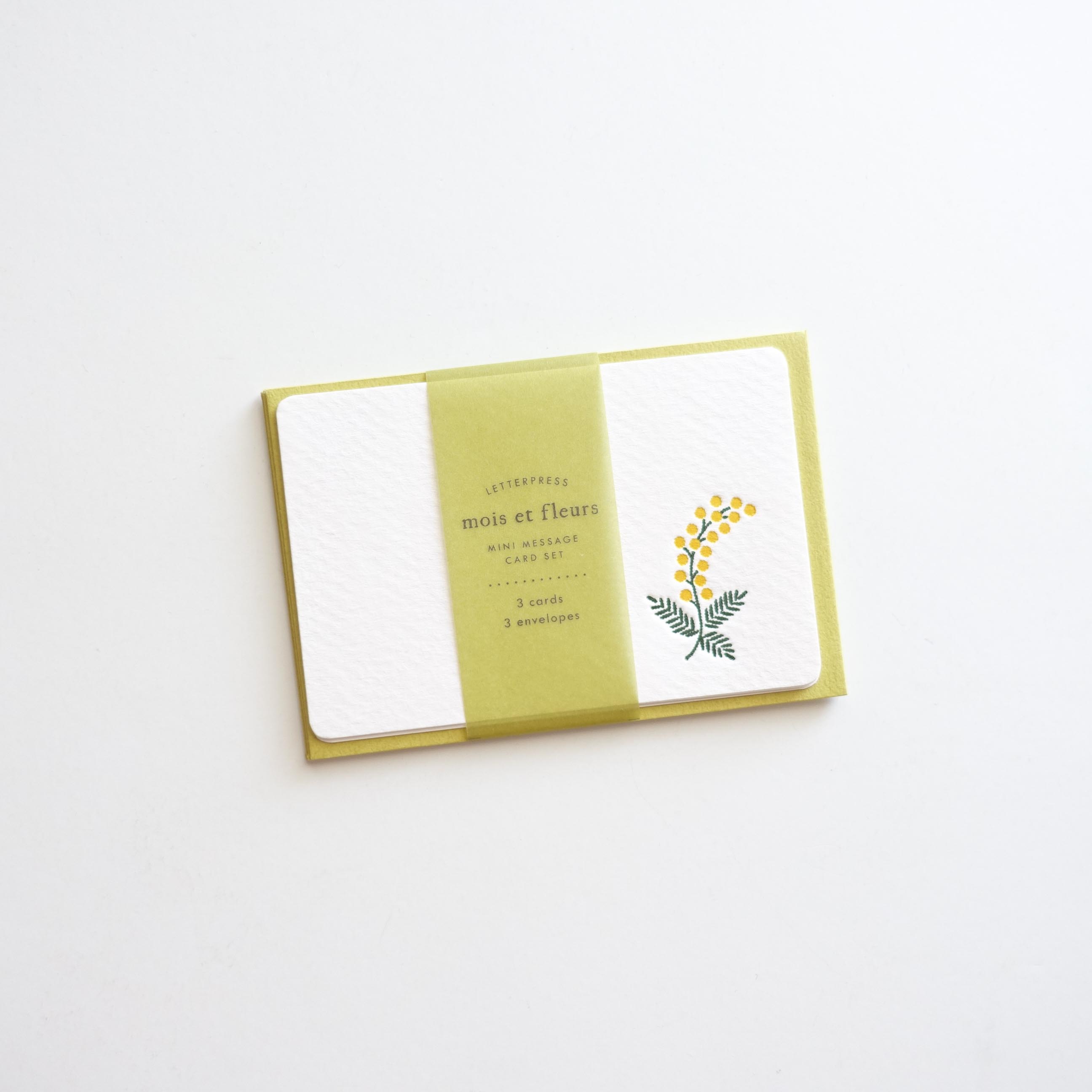 golden wattle yellow flower letterpress mini thank you card small envelopes australia