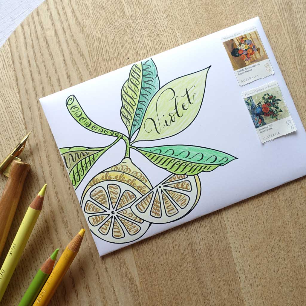 Creative free easy lettering calligraphy envelope mail art idea