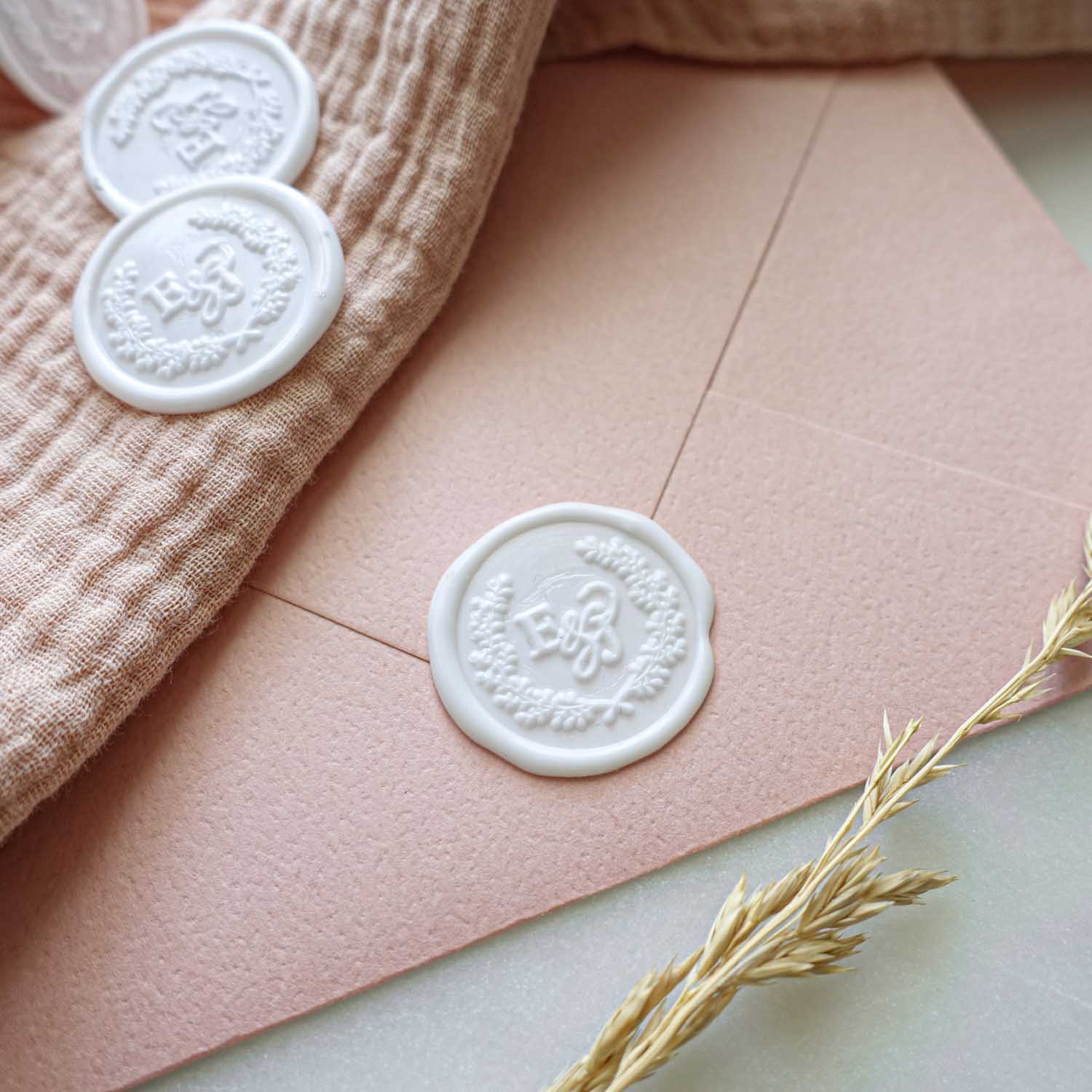 Custom wreath wax seal wedding monogram personalised stamp australia