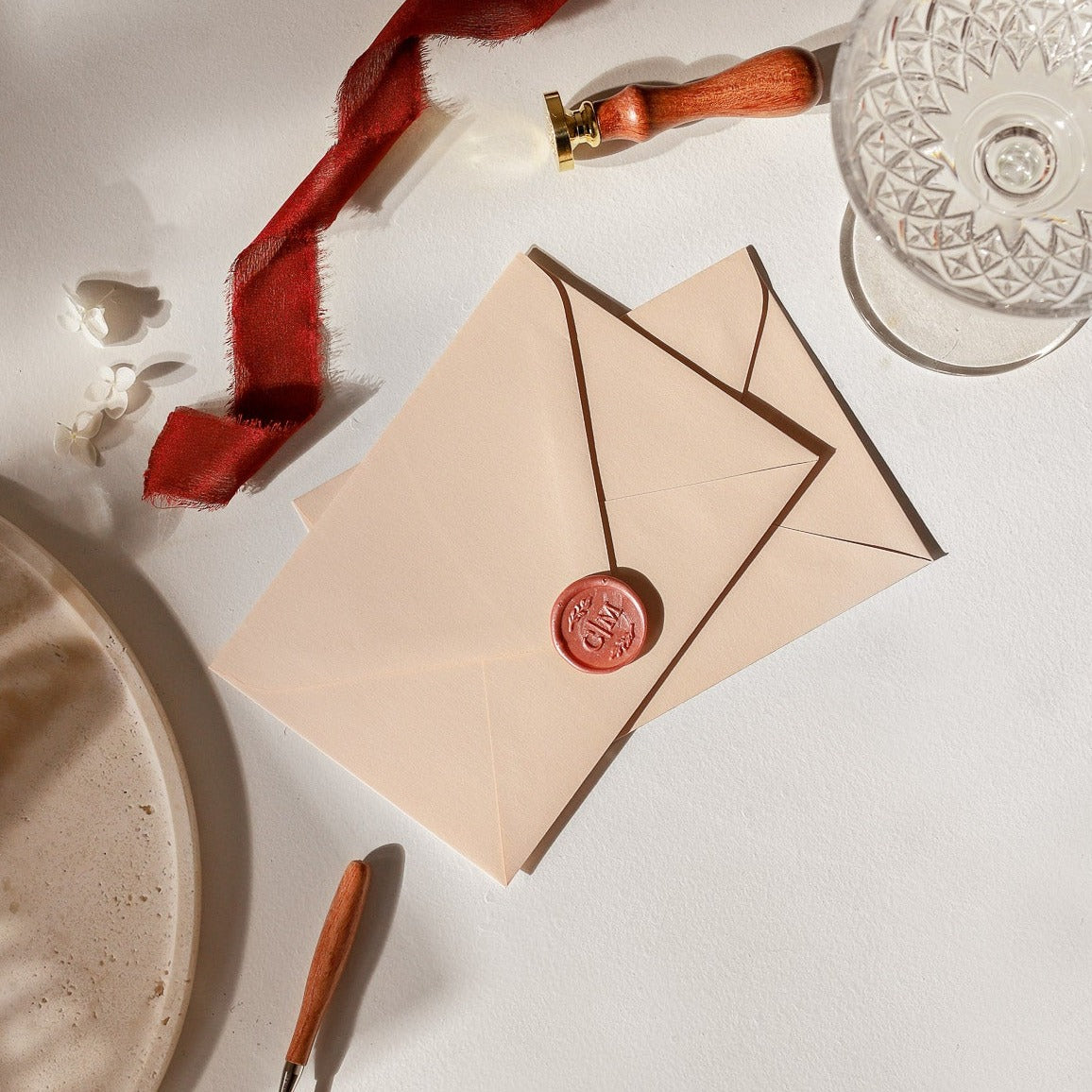 fiona ariva custom monogram wax seal stamp leaves wedding initials