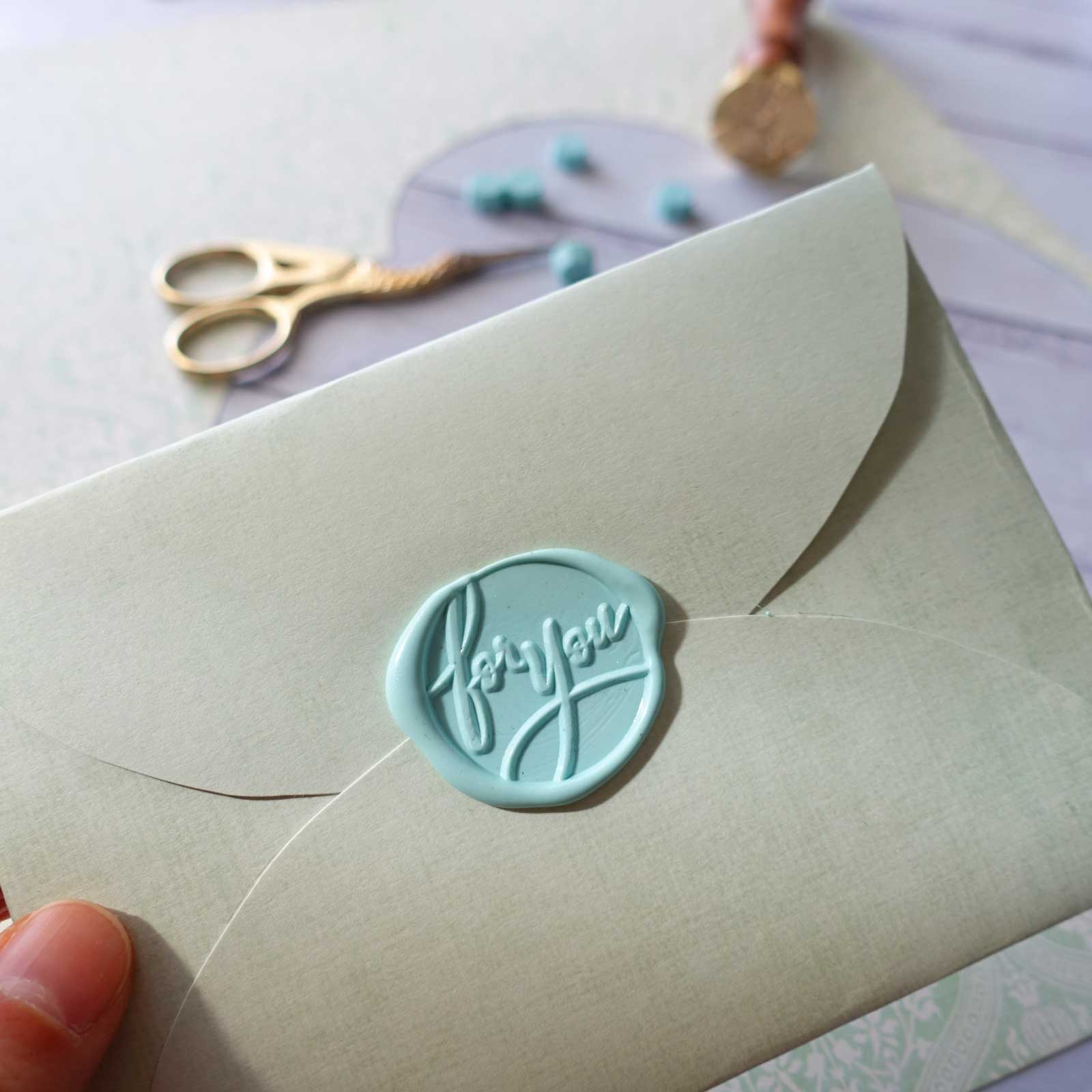 Free download print at home envelope template with round curved flaps and mint for you wax seal