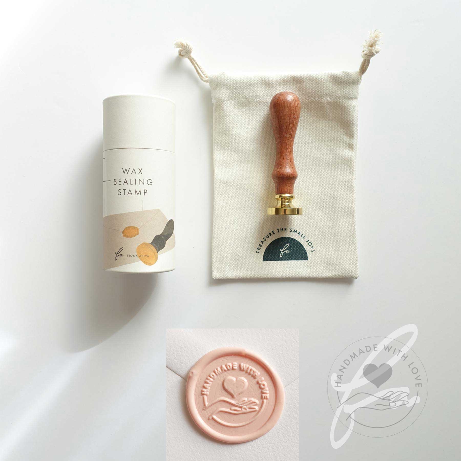 handmade with love pink wax seal stamp fiona ariva australia