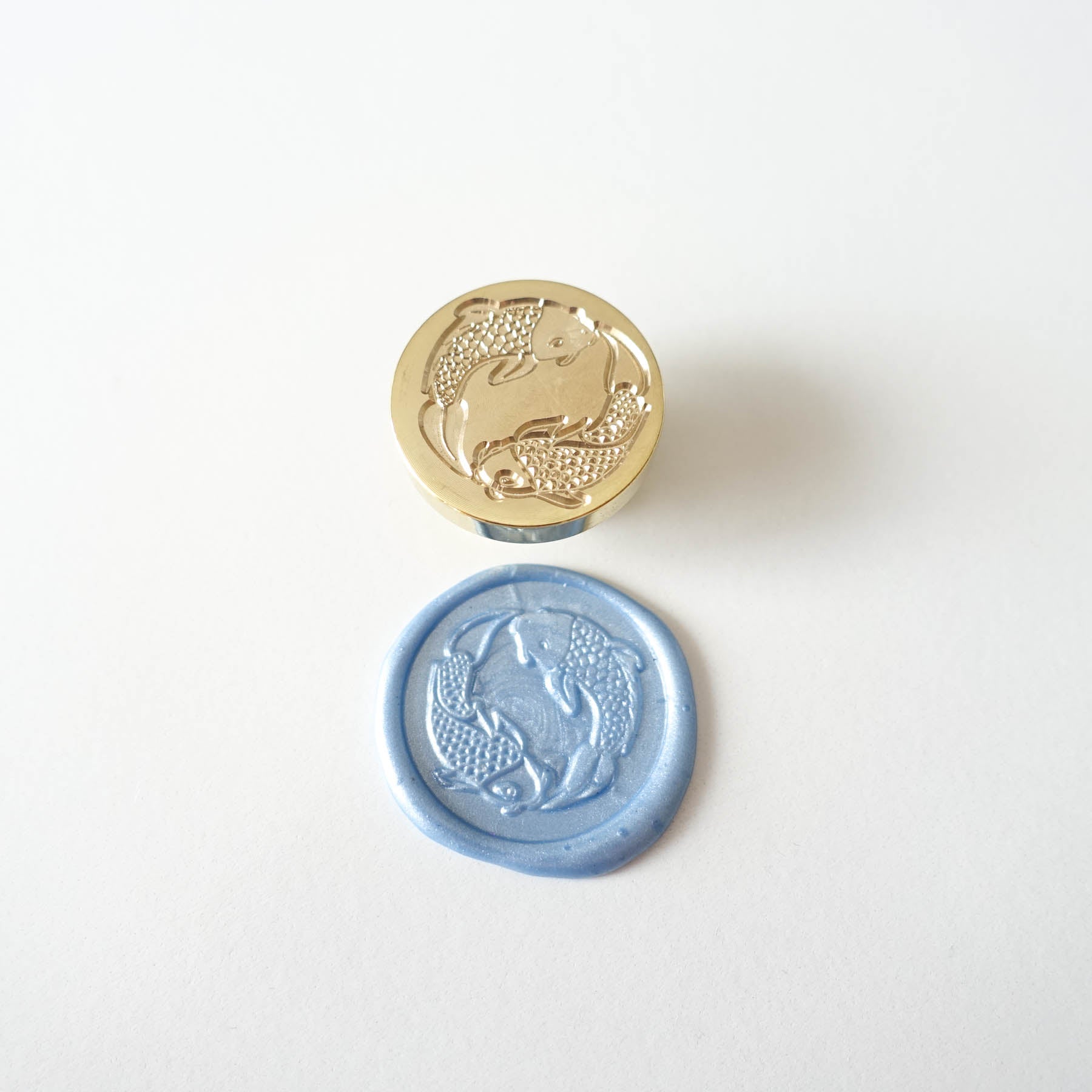 blue koi fish wax seal stamp head fiona ariva australia
