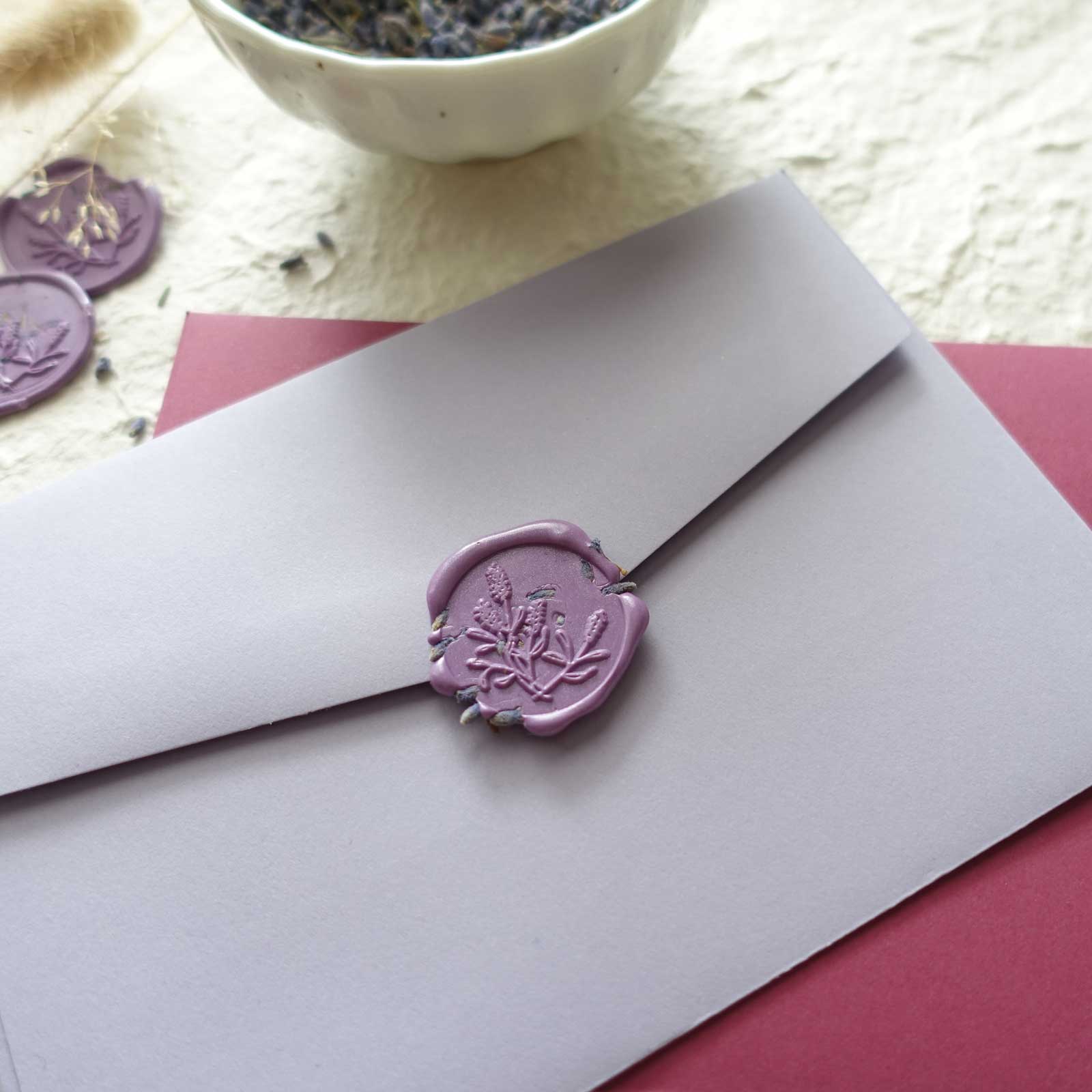 Pale light purple lilac lavender envelope wax seal
