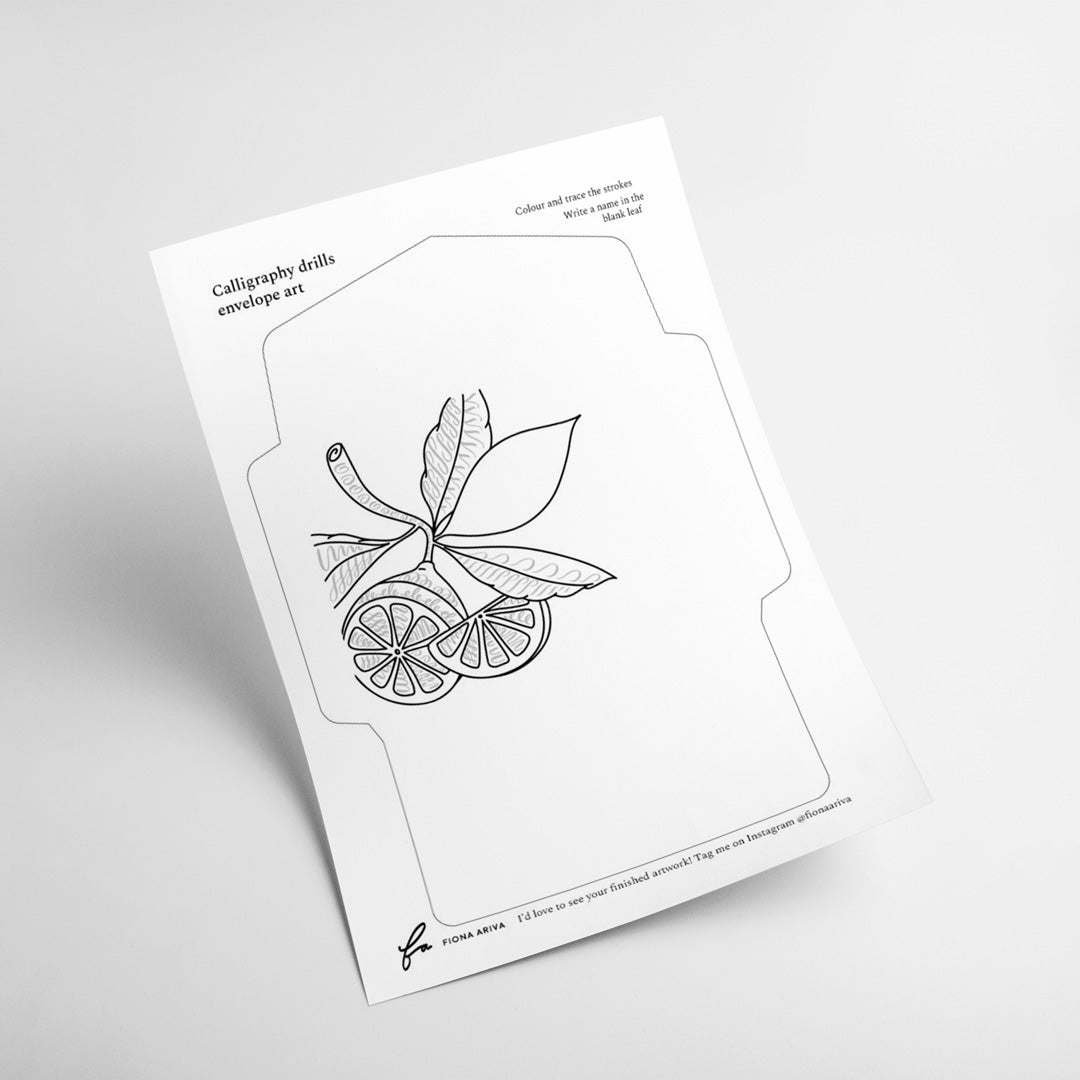 Free envelope mail art calligraphy lettering template