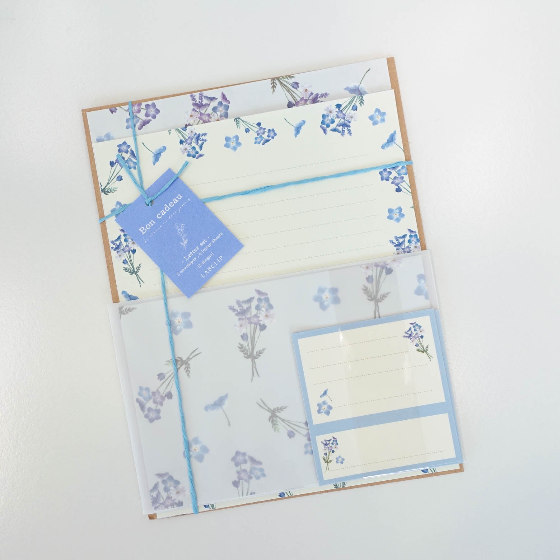 Bon cadeau blue letter writing set labclip
