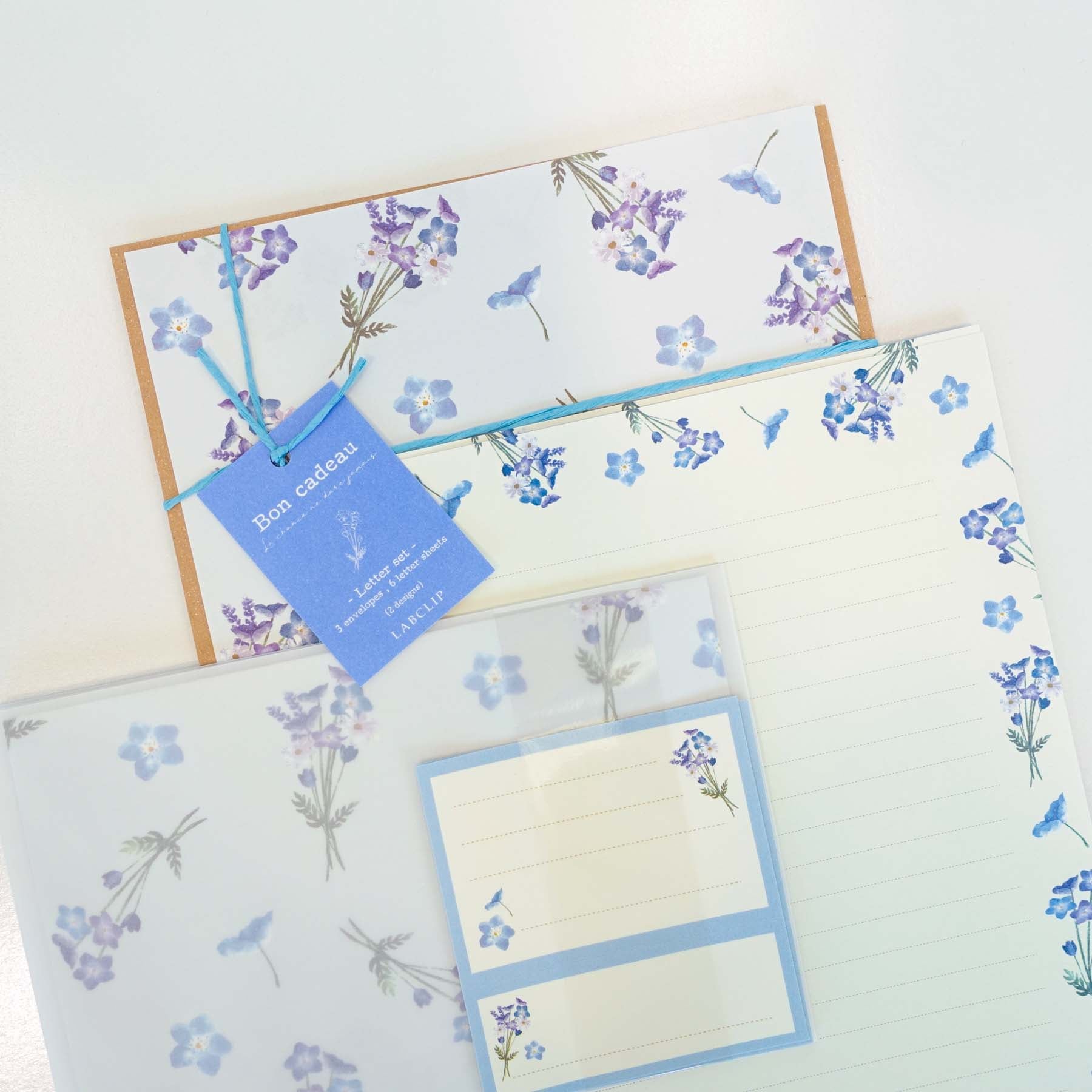 Bon cadeau blue letter writing set labclip