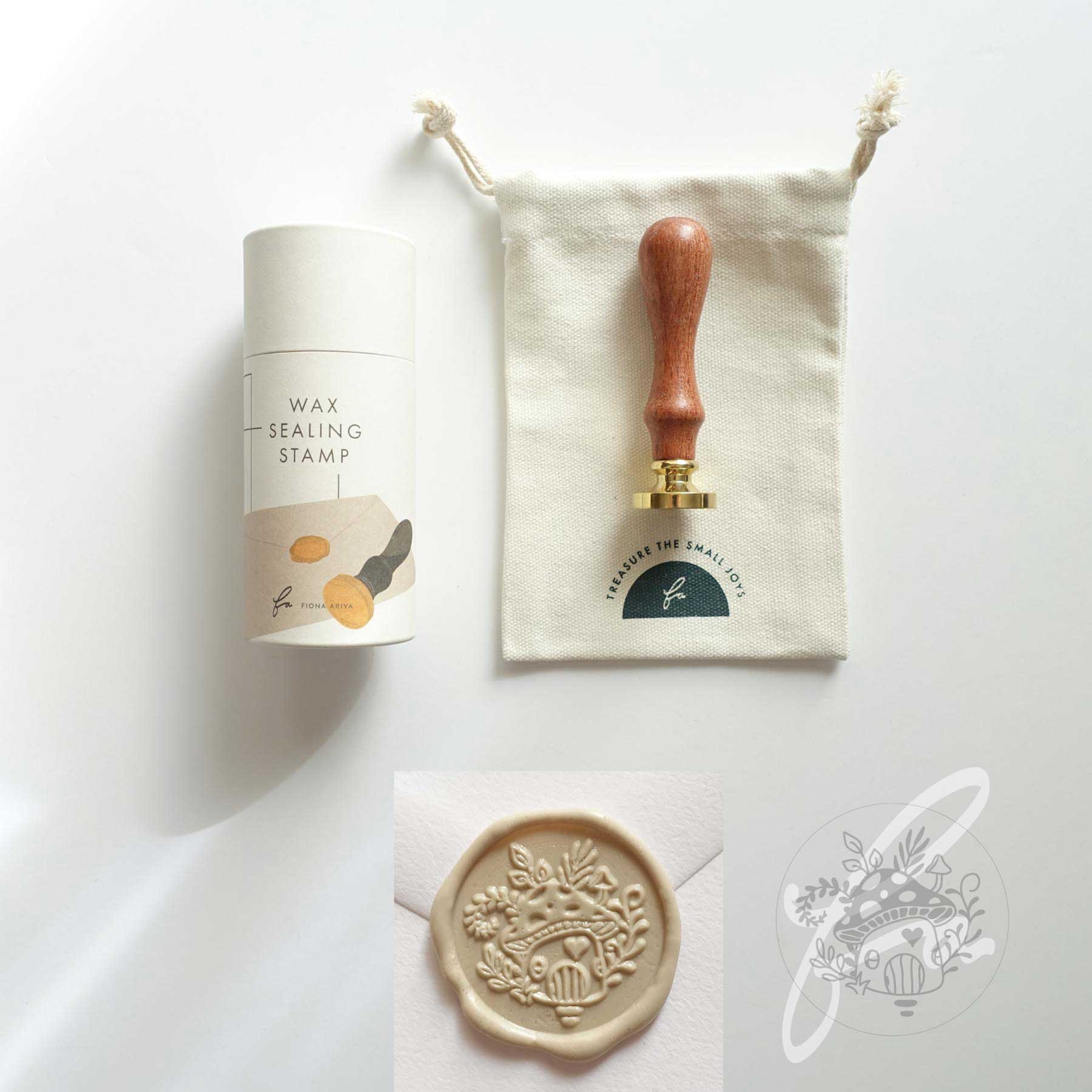 mushroom house fairy garden clay beige wax seal stamp fiona ariva australia