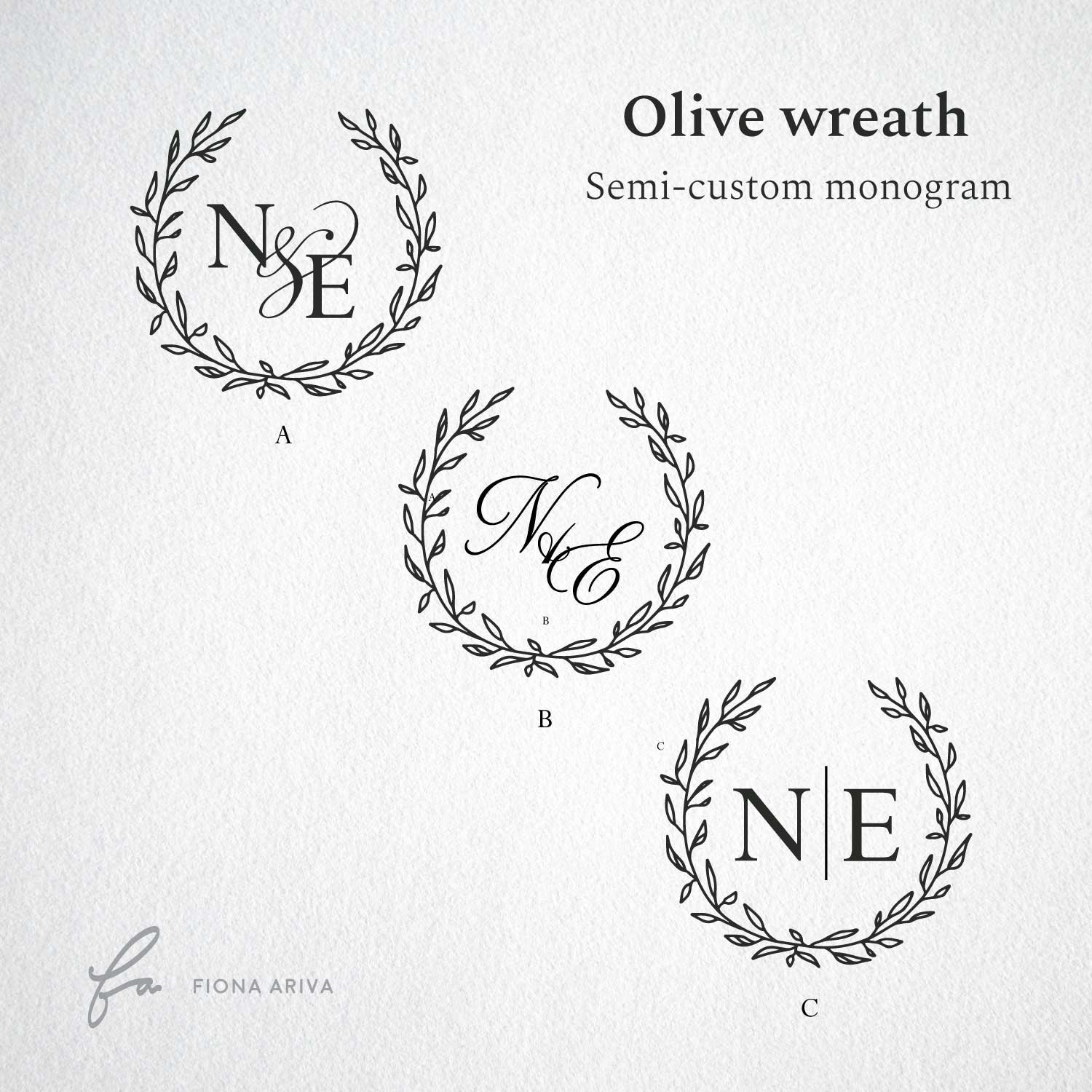 Olive wreath wedding monogram custom wax seal stamp design australia