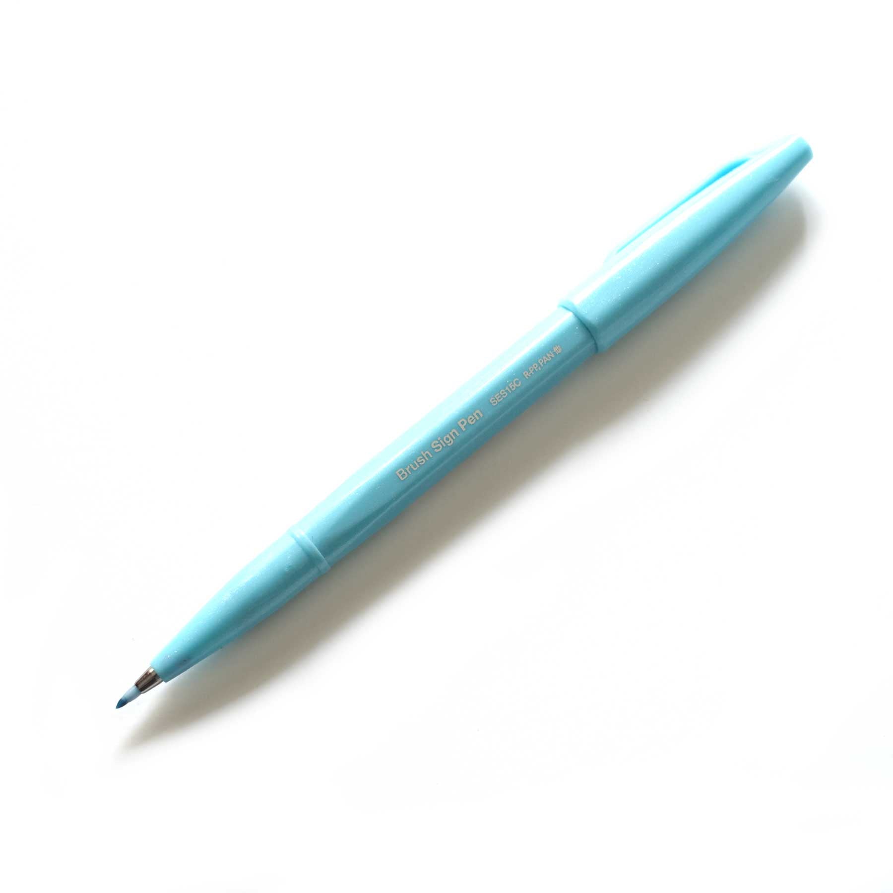 Pentel fude touch brush sign pen pale blue new colours Australia lettering calligraphy