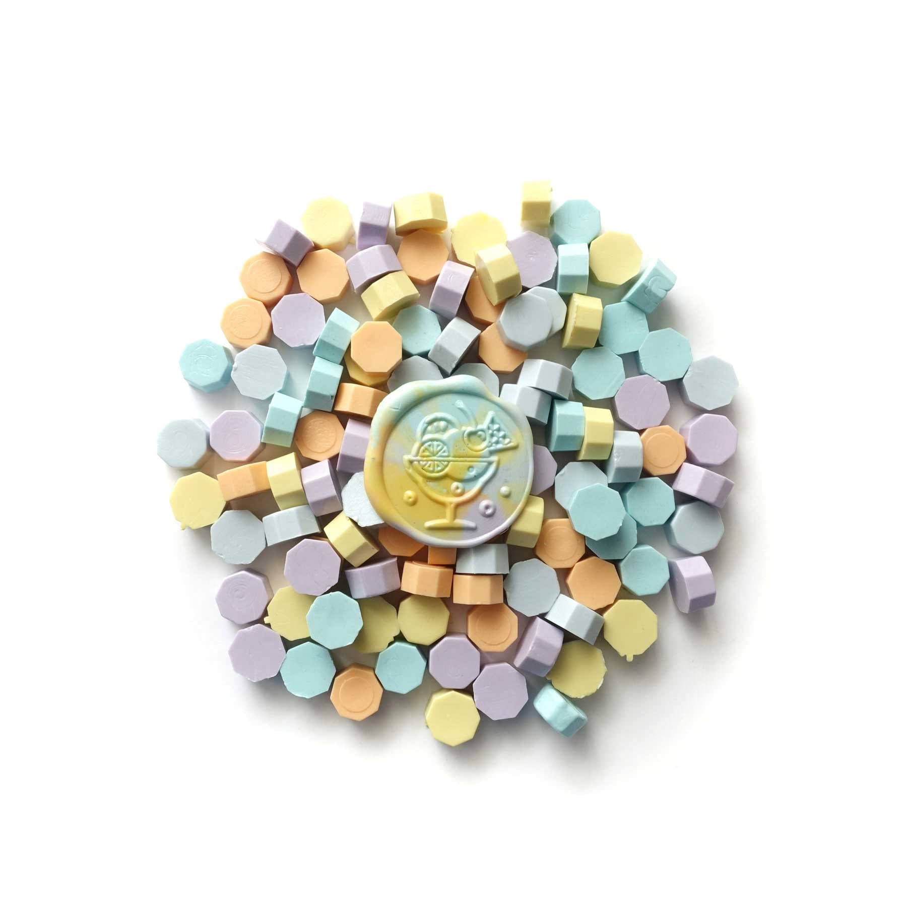 Pastel powder baby blue buttercup yellow apricot mint green lavender lilac sealing wax beads ice cream wax seal Australia