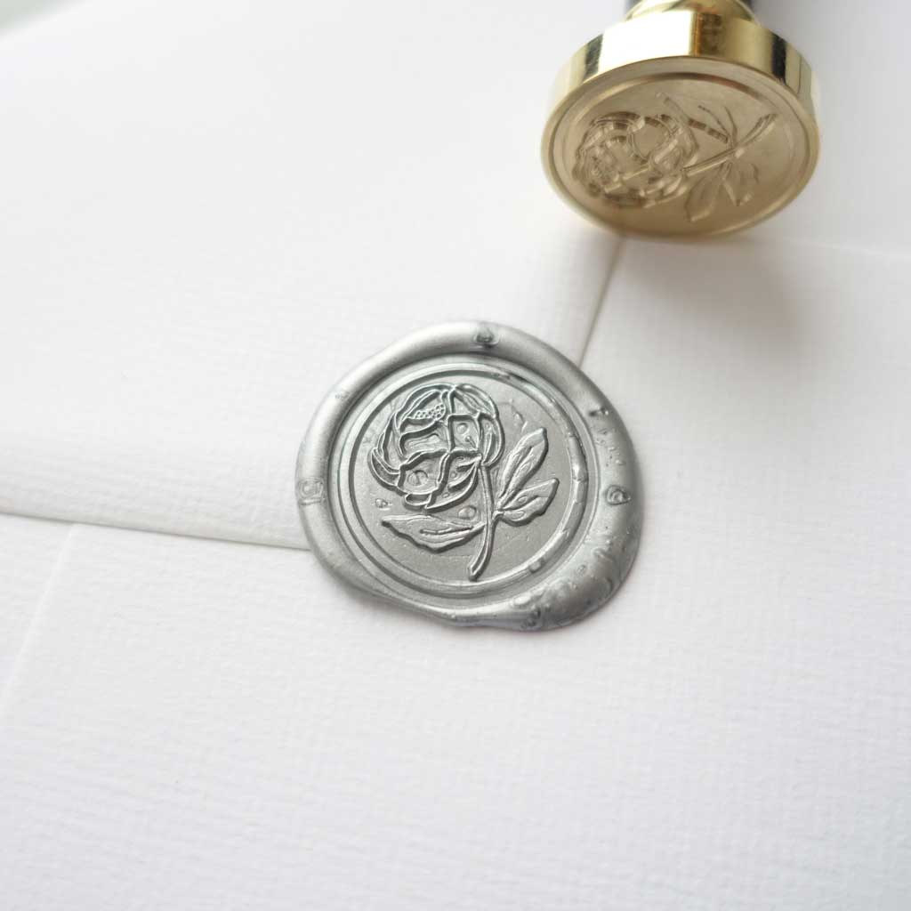 Peony flower wax seal stamp for wedding envelopes