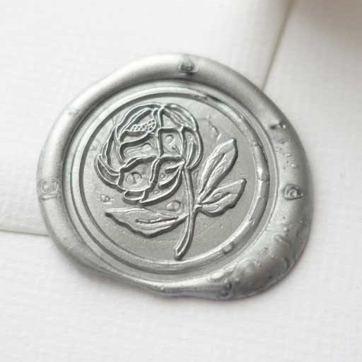 Peony flower wax seal stamp for wedding envelopes