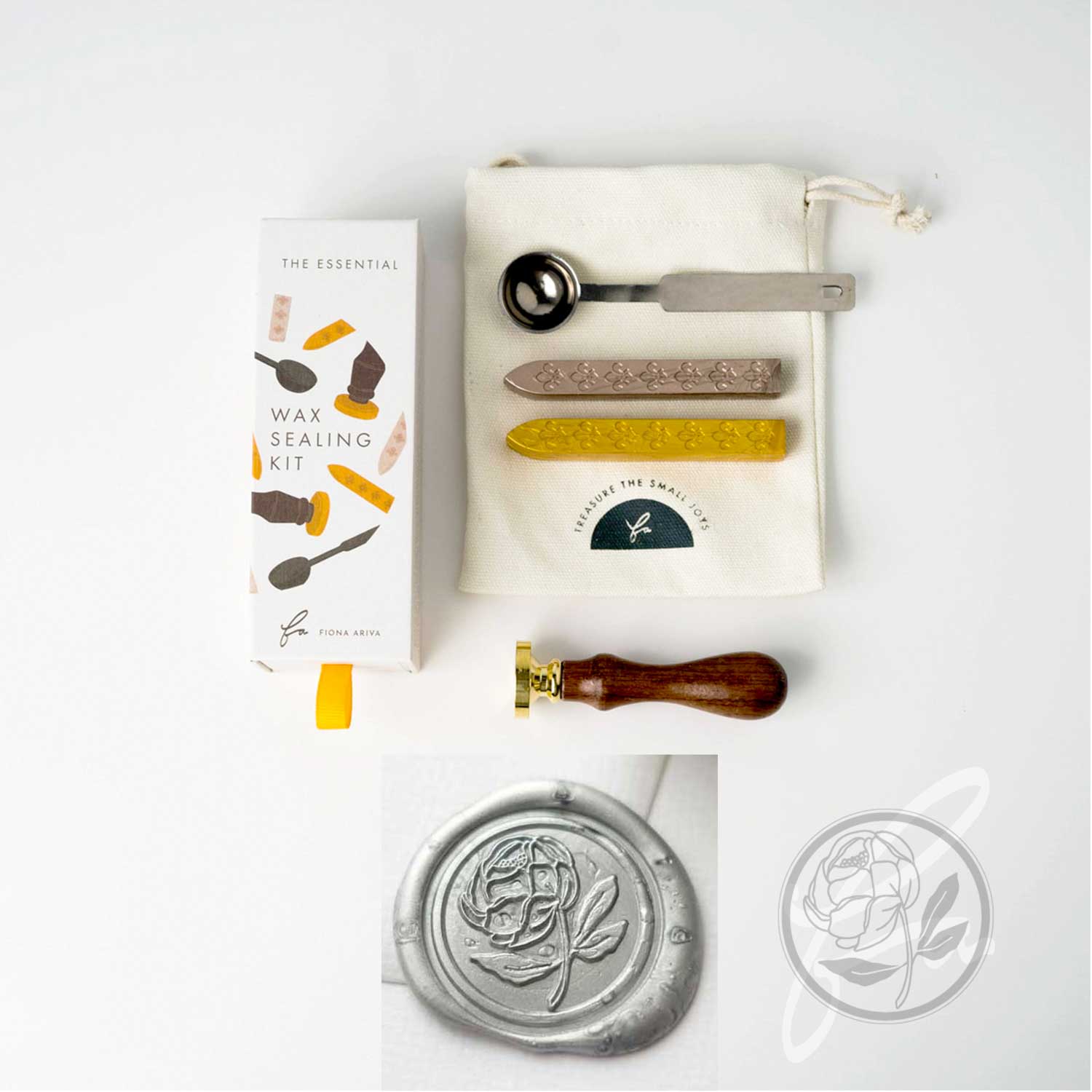 Peony flower wax seal kit australia sealing wax spoons