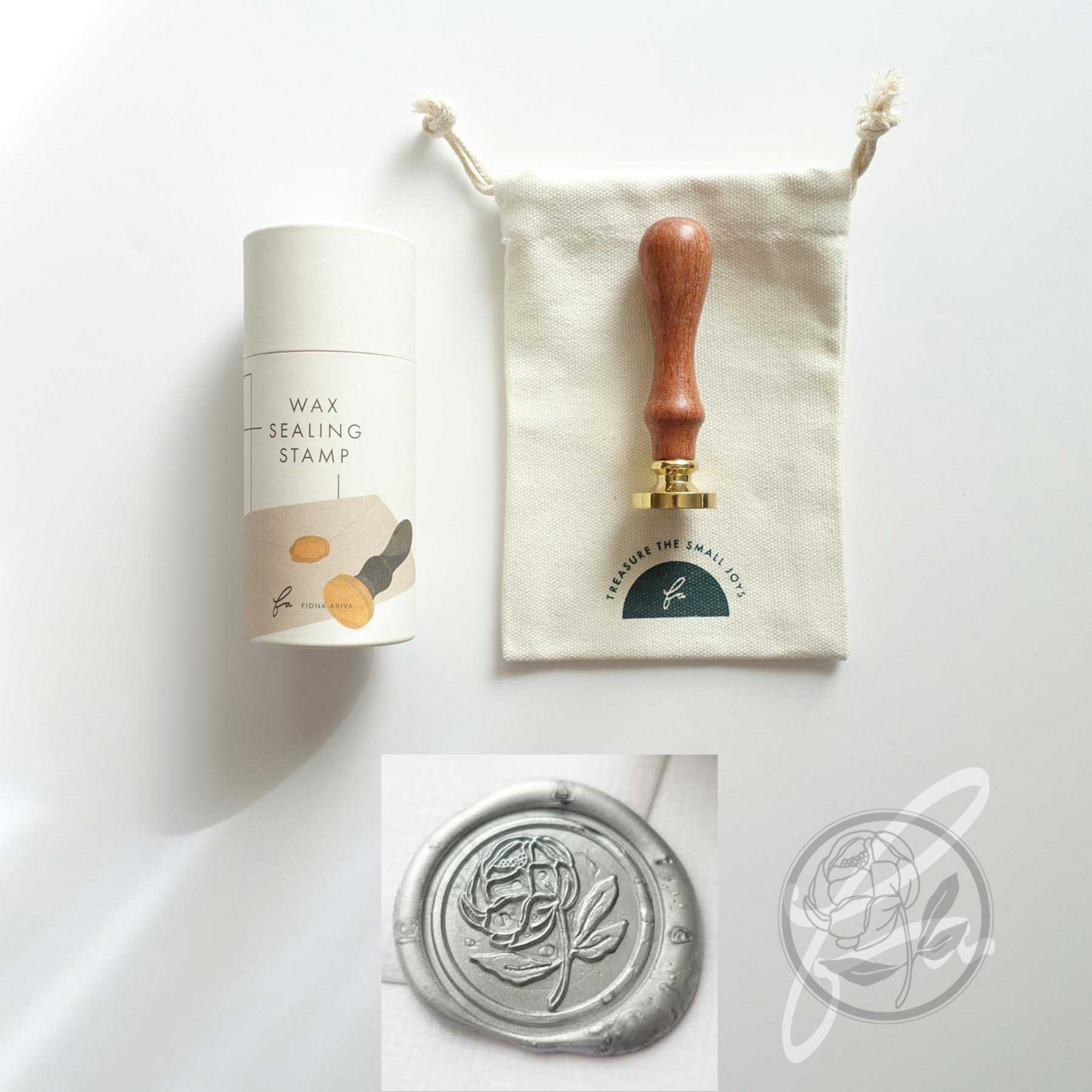 rose peony flower wax seal stamp fiona ariva australia