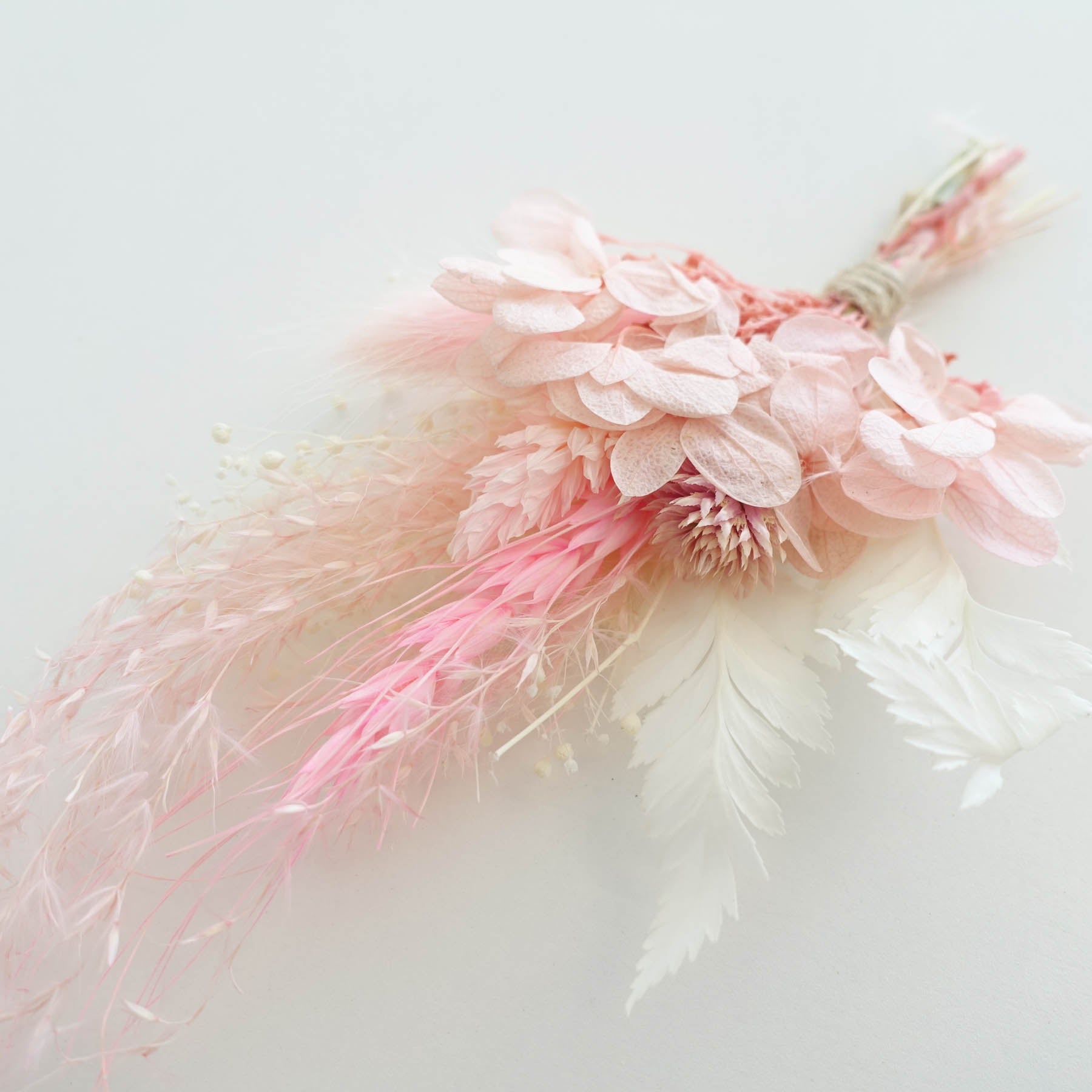 pink dried flower posy boutonniere wedding wax seal fiona ariva australia pink hydrangeas