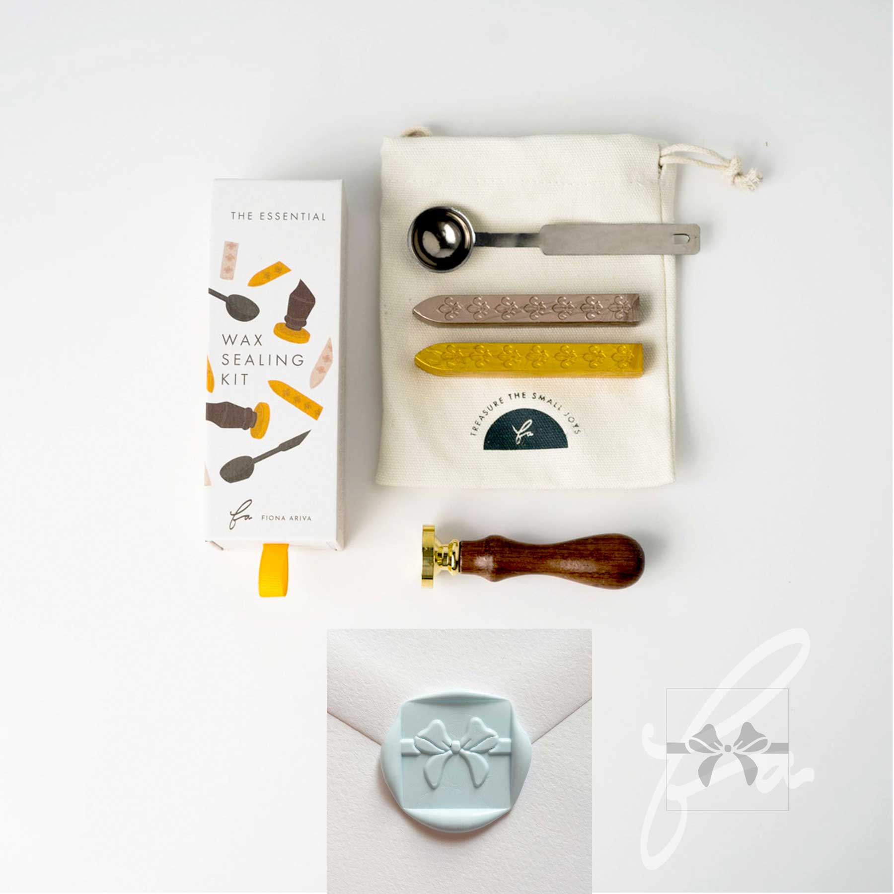 baby blue sealing wax with ribbon bow wax seal kit set design fiona ariva australia