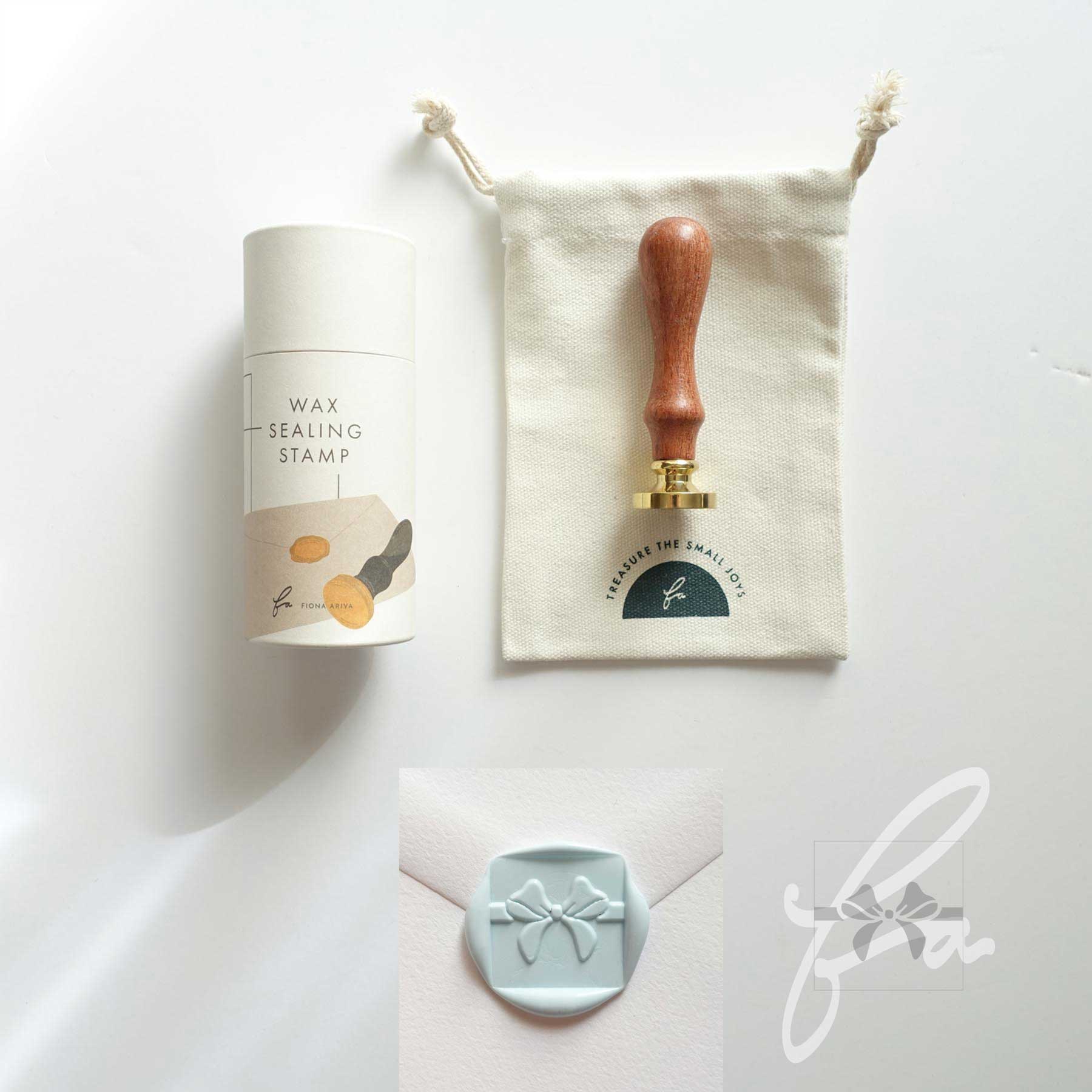 baby blue sealing wax with ribbon bow wax seal stamp design fiona ariva australia