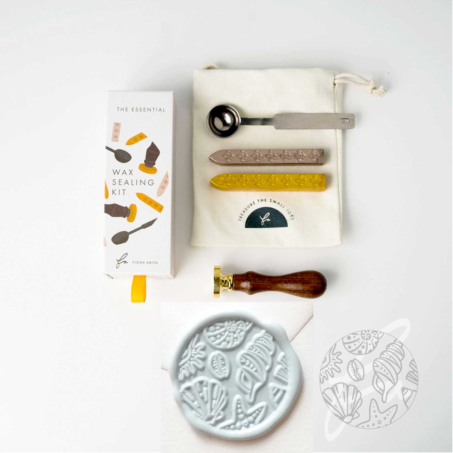 Sea shells beach ocean theme wax seal kit wedding invitations australia fiona ariva