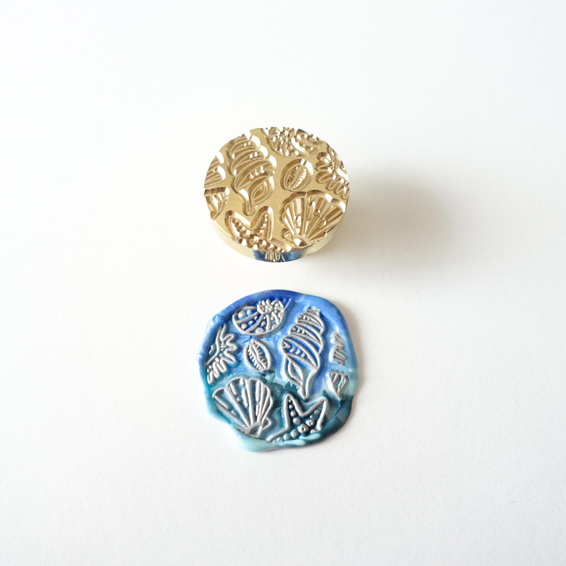 seashells blue wax seal stamp head fiona ariva australia