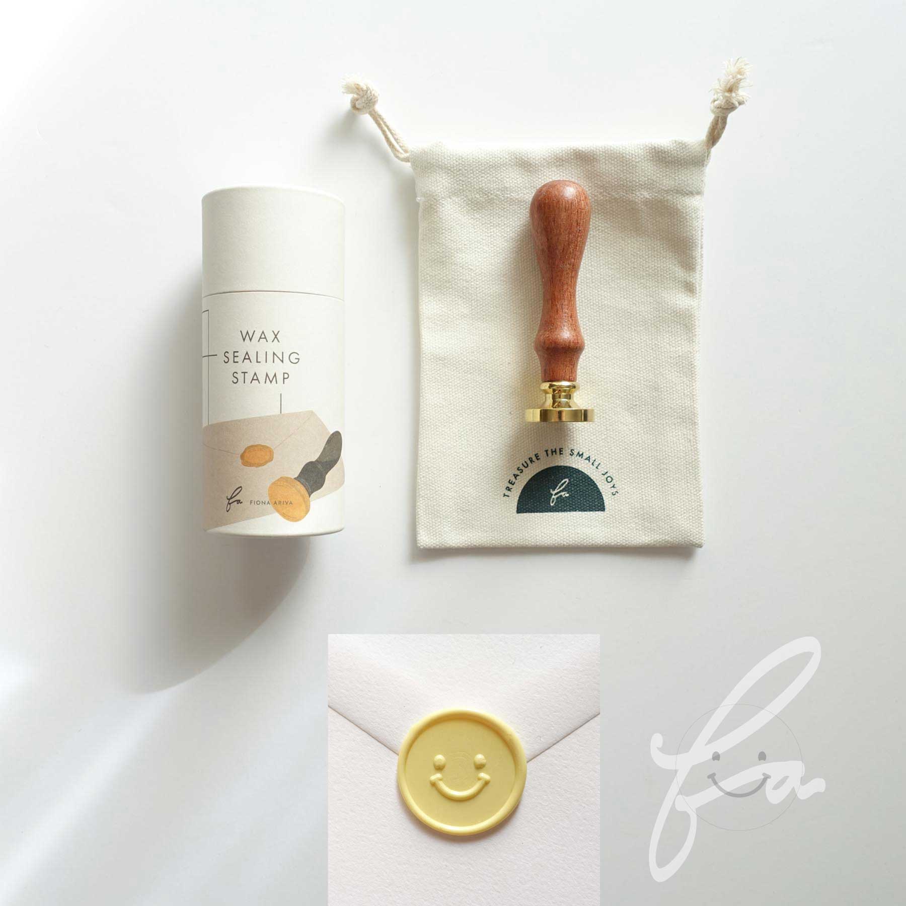 yellow smiley face emoji wax seal stamp fiona ariva australia