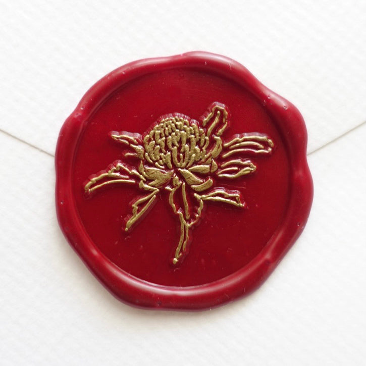 Waratah red wax seal with gold outline