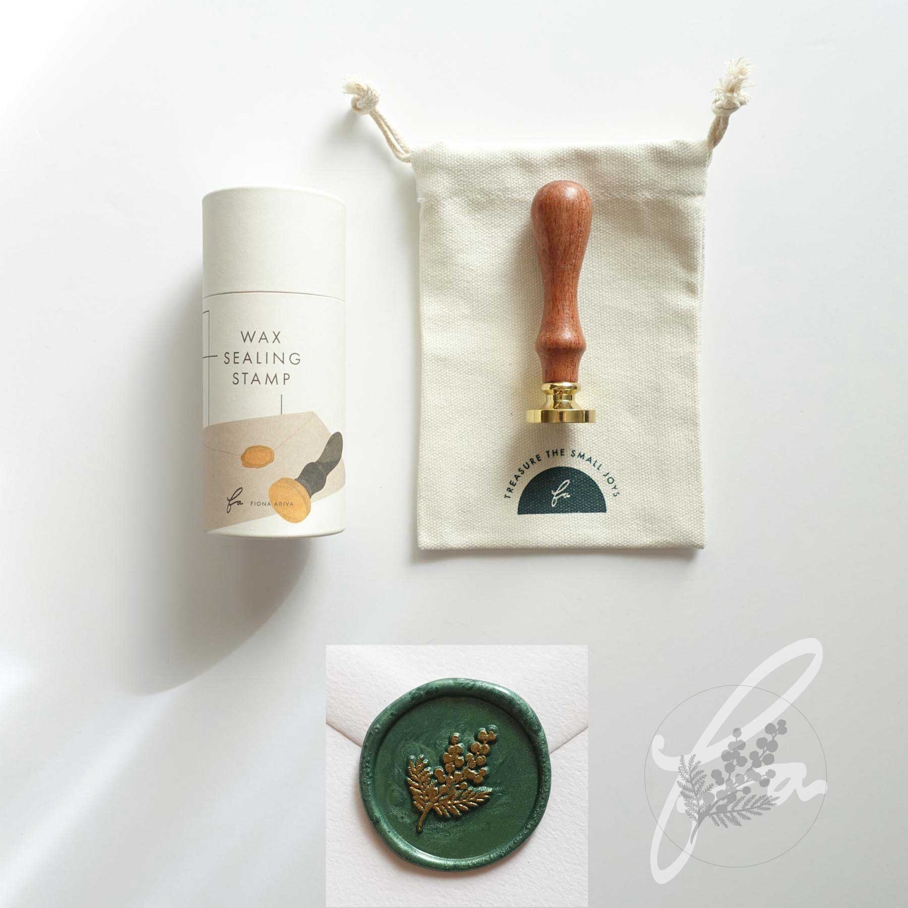 botanical flower plant wattle wax seal stamp fiona ariva australia