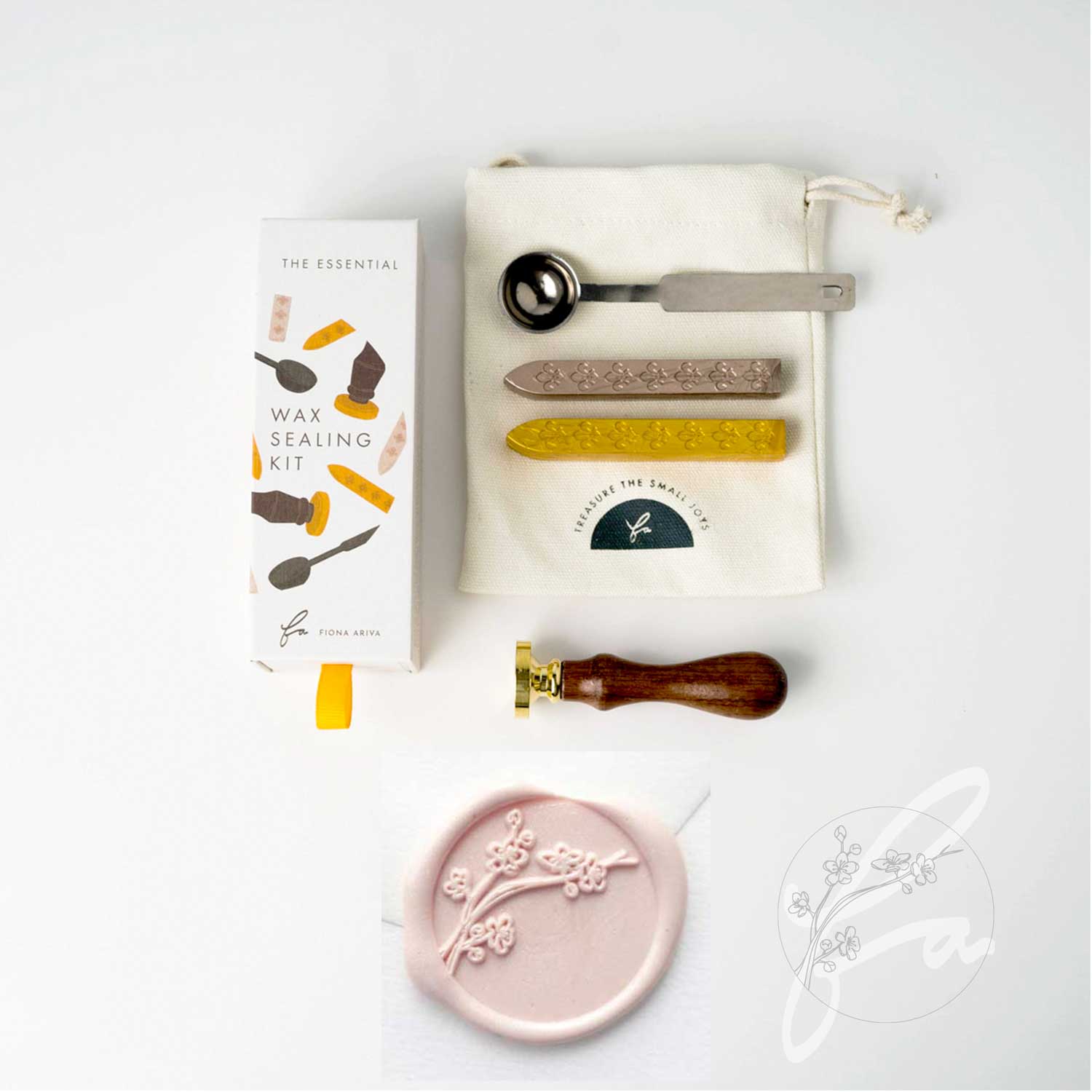 Fiona Ariva cherry blossom sakura wax sealing kit stamp wax sticks spoon
