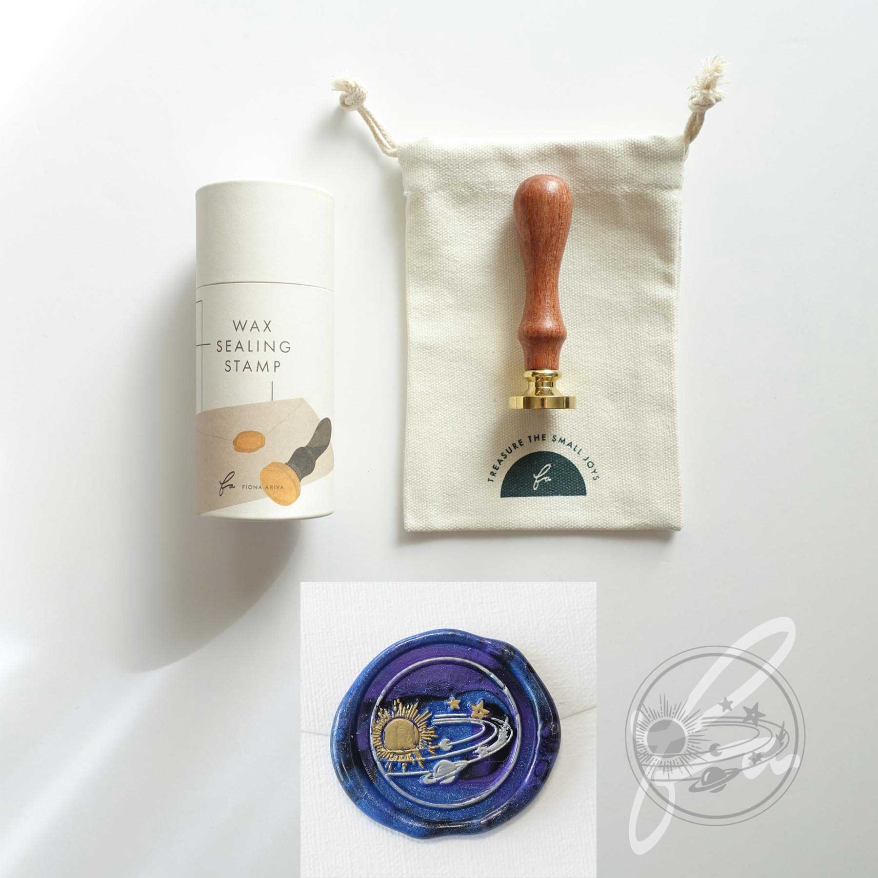 galaxy sun moon planets star wax seal stamp fiona ariva australia