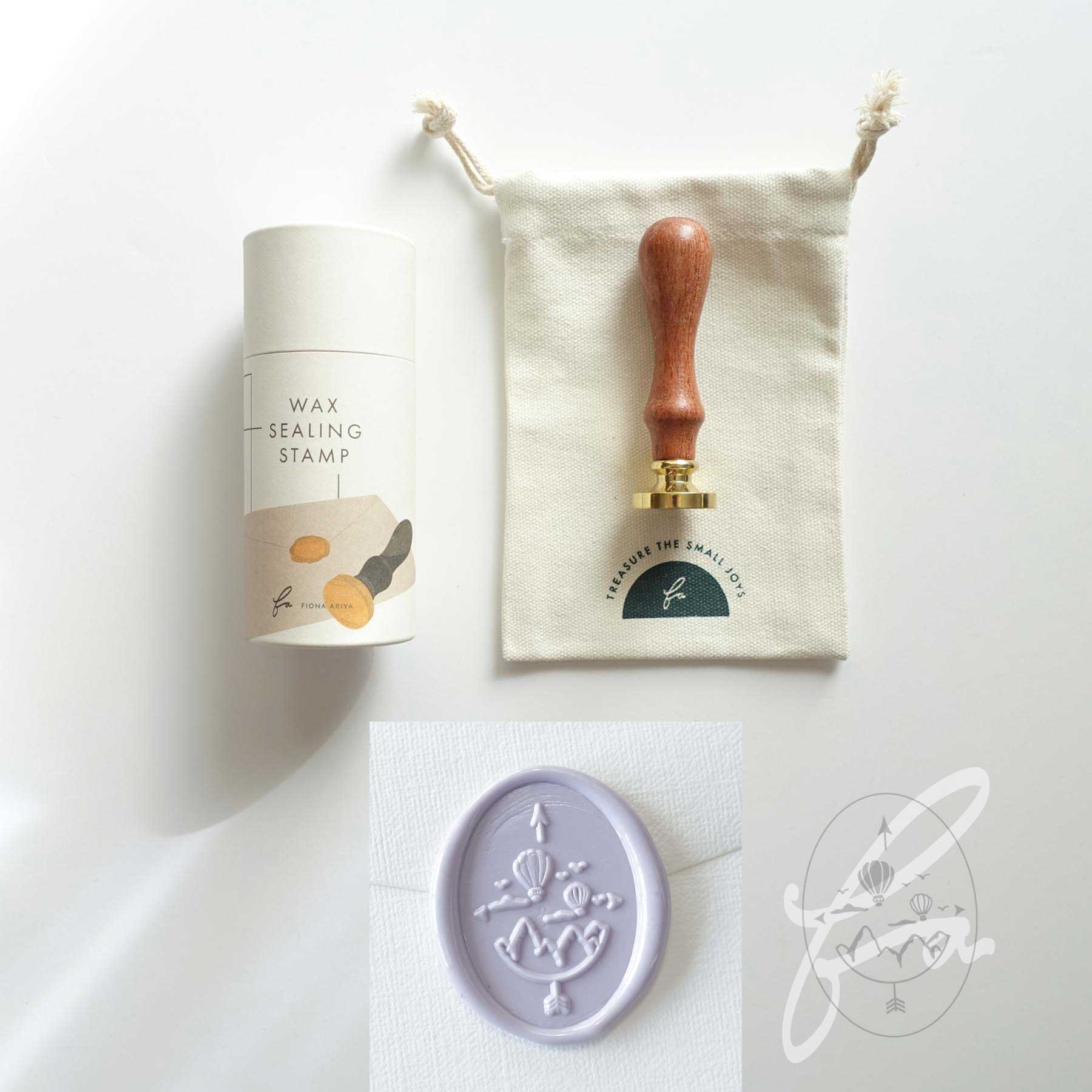 hot air balloons mountains compass adventure wax seal stamp fiona ariva australia