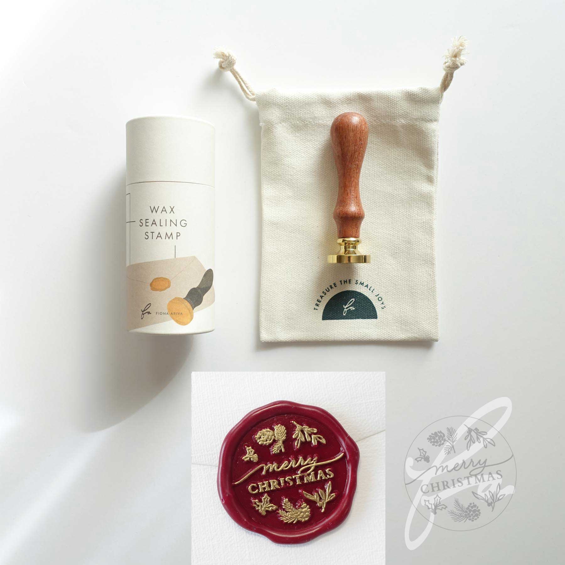 merry christmas wax seal stamp red gold fiona ariva australia