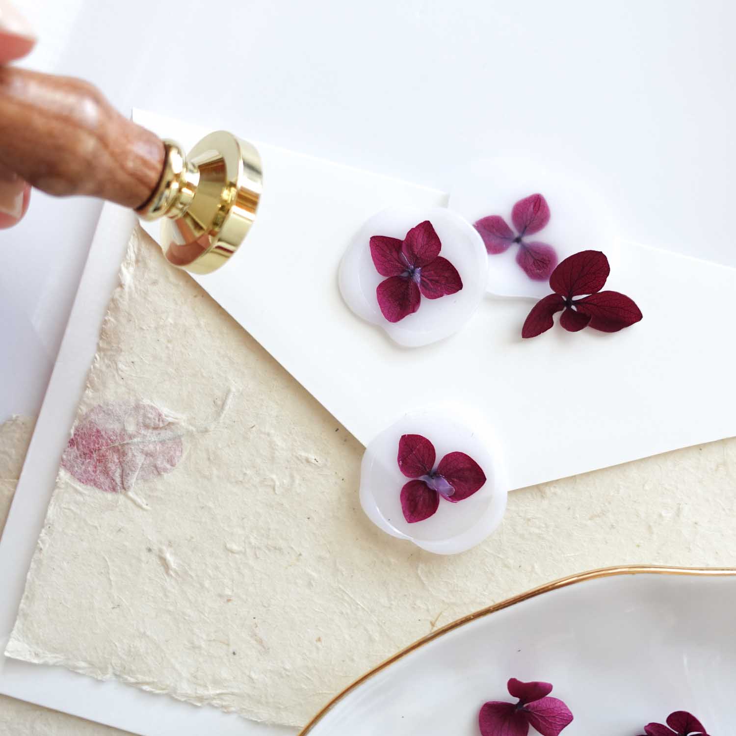 Wine burgundy dried hydrangea flower petals for wax seals australia