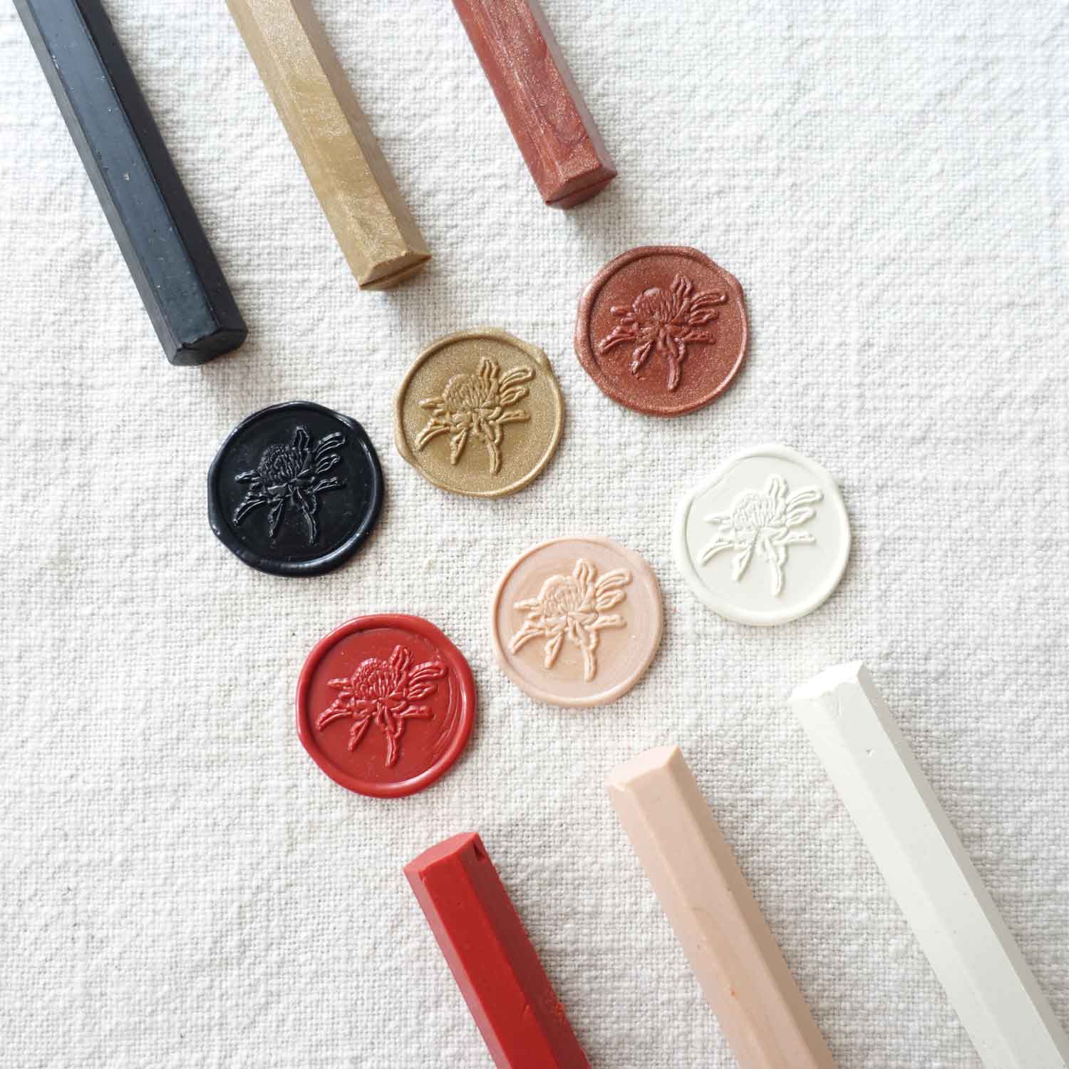 Biodegradable sealing vegan wax sticks with waratah wax seals australia