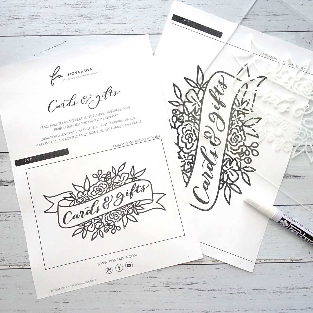 Free lettering banner template with flowers and florals