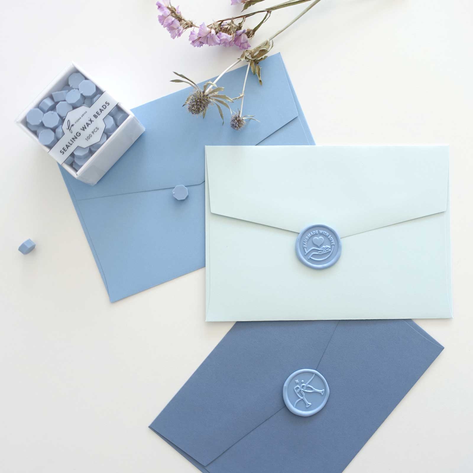 Dusty Blue 100pcs sealing wax beads granules tablets pellets