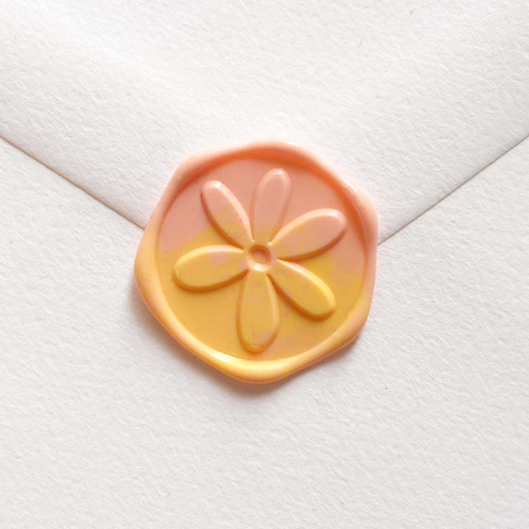 vintage retro pink daisy flower wax seal stamp fiona ariva australia