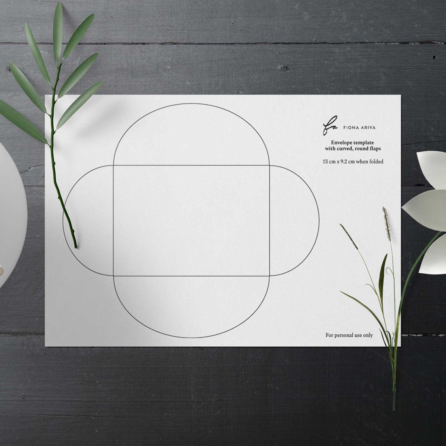 Free download printable template with small handmade envelope