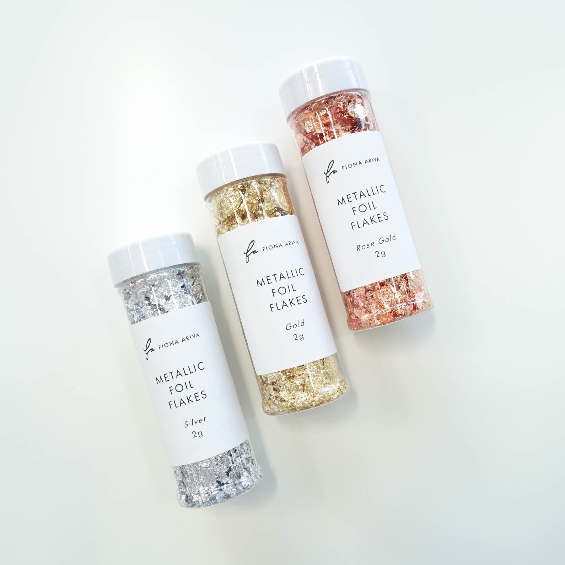 Metallic Foil Flakes Tube Gold Silver Rose Gold Leaf 2g