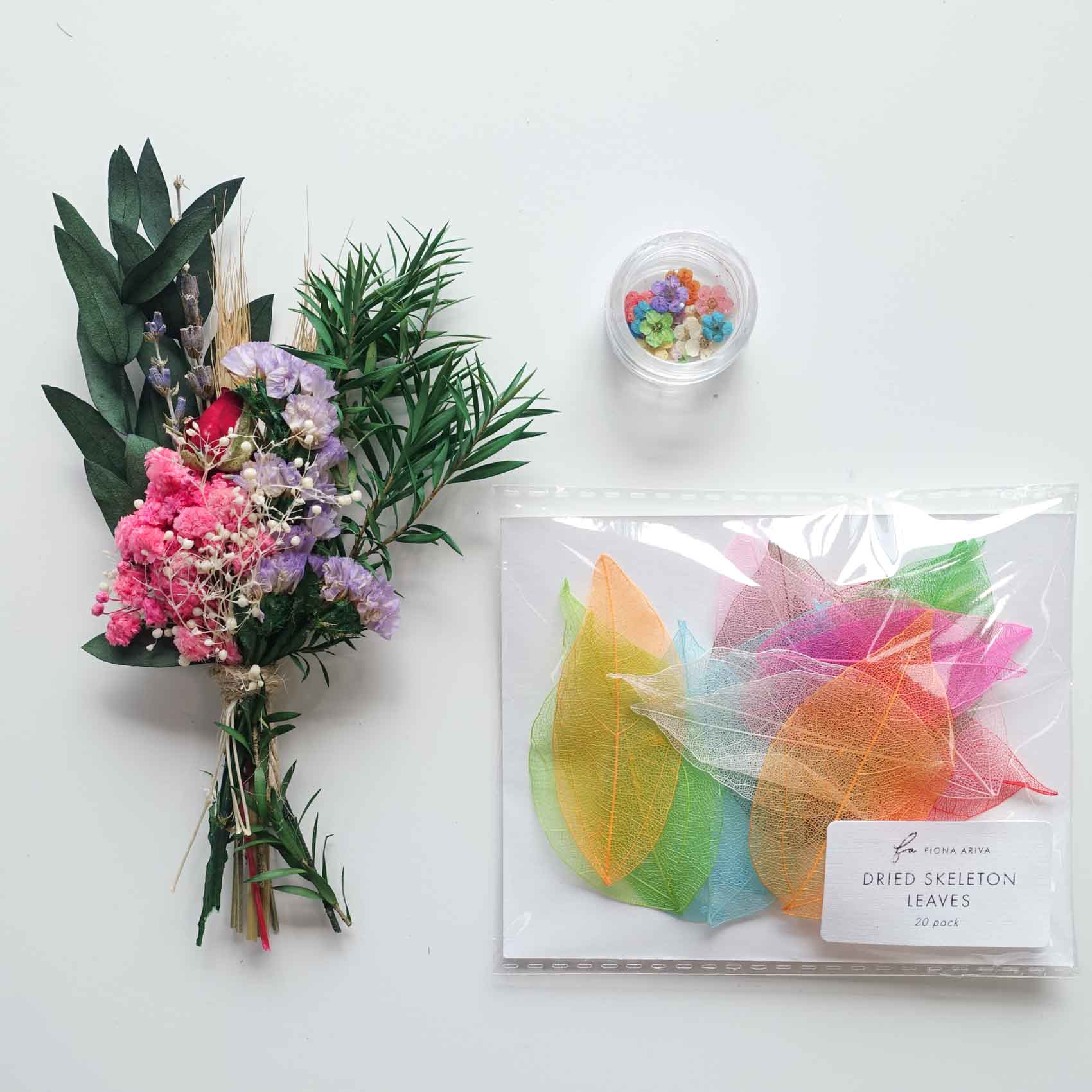 fiona ariva dried skeleton leaves mini posy dried flower bunch