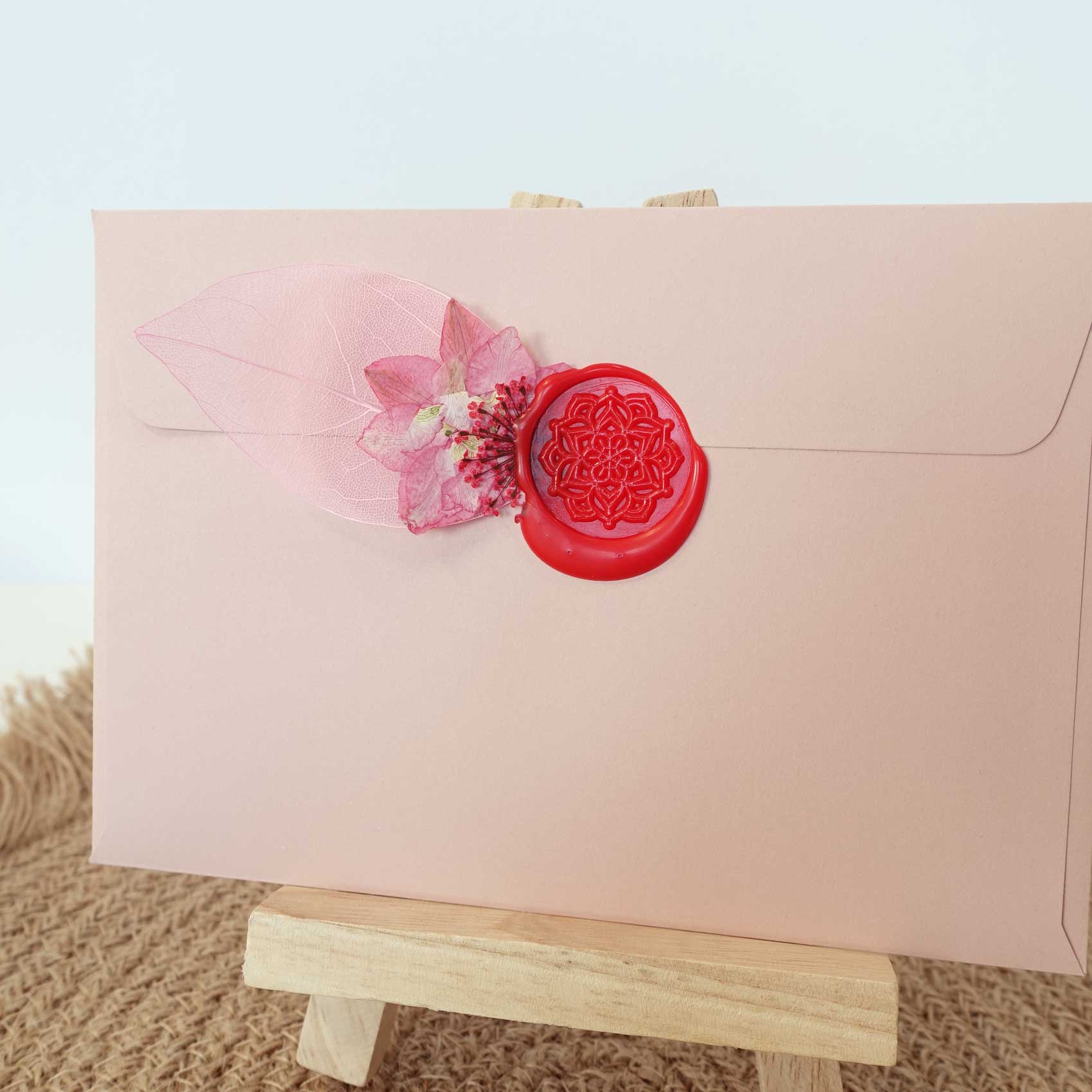lotus mandala hindi wax seal red with dried flowers australia