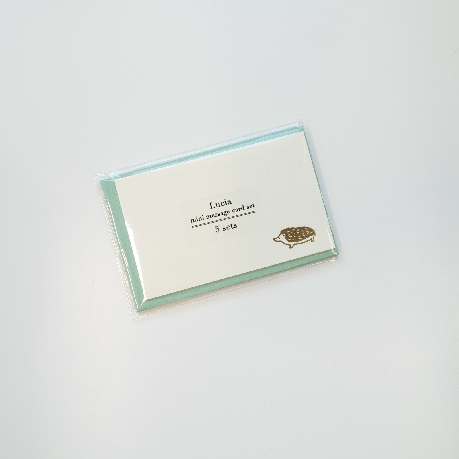 mini message card thank you notes set hedgehog green