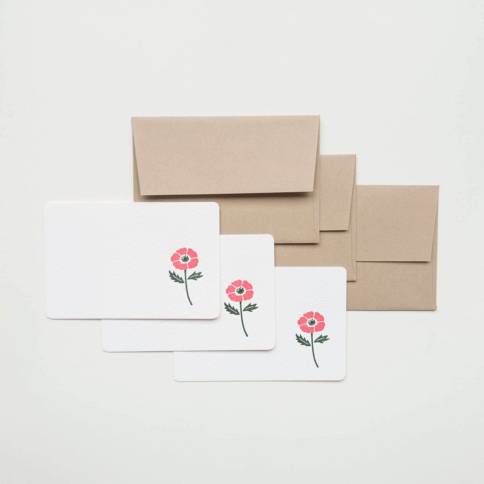 Anemone Flower Letterpress Mini Message Card Set | Mois et Fleurs