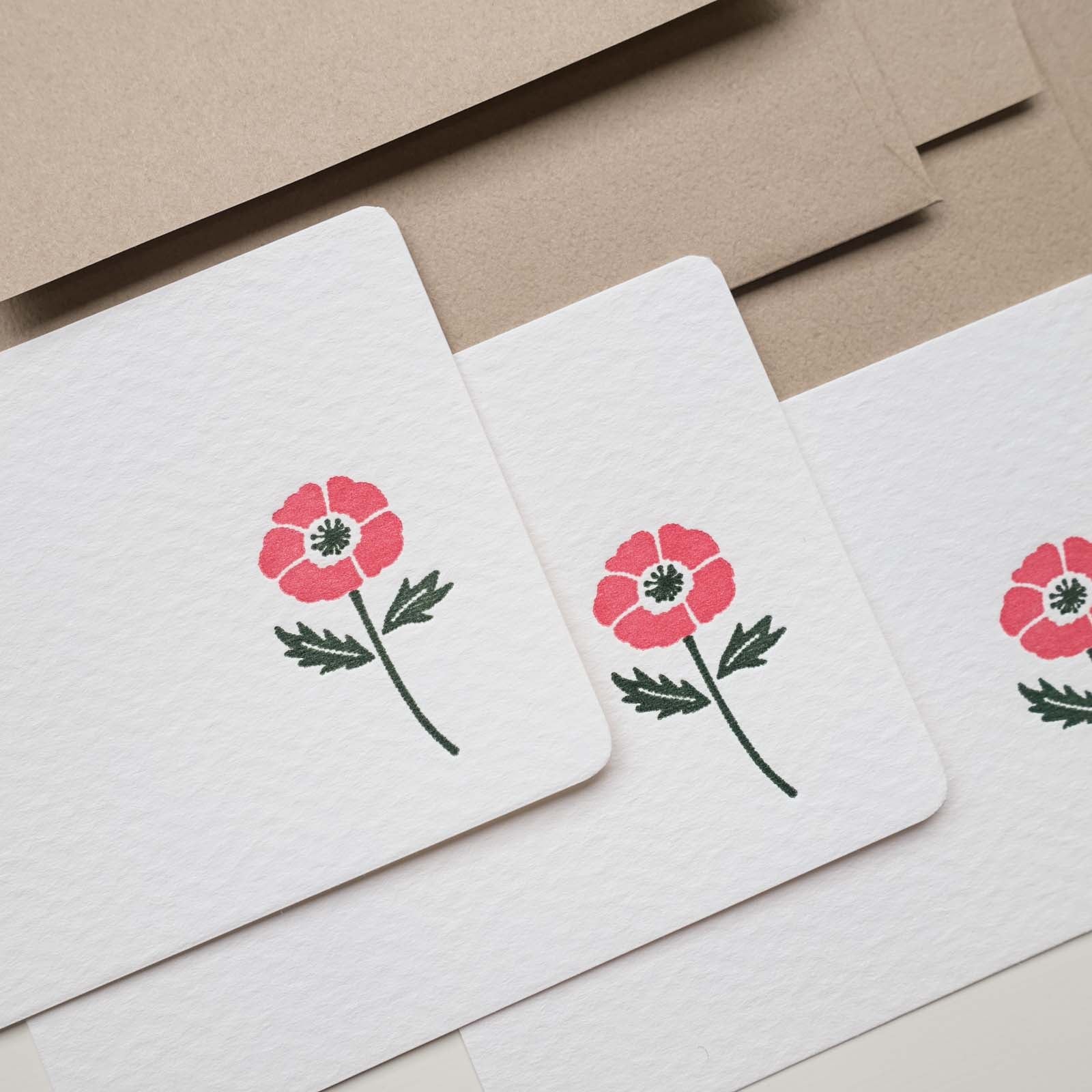 Anemone Flower Letterpress Mini Message Card Set | Mois et Fleurs