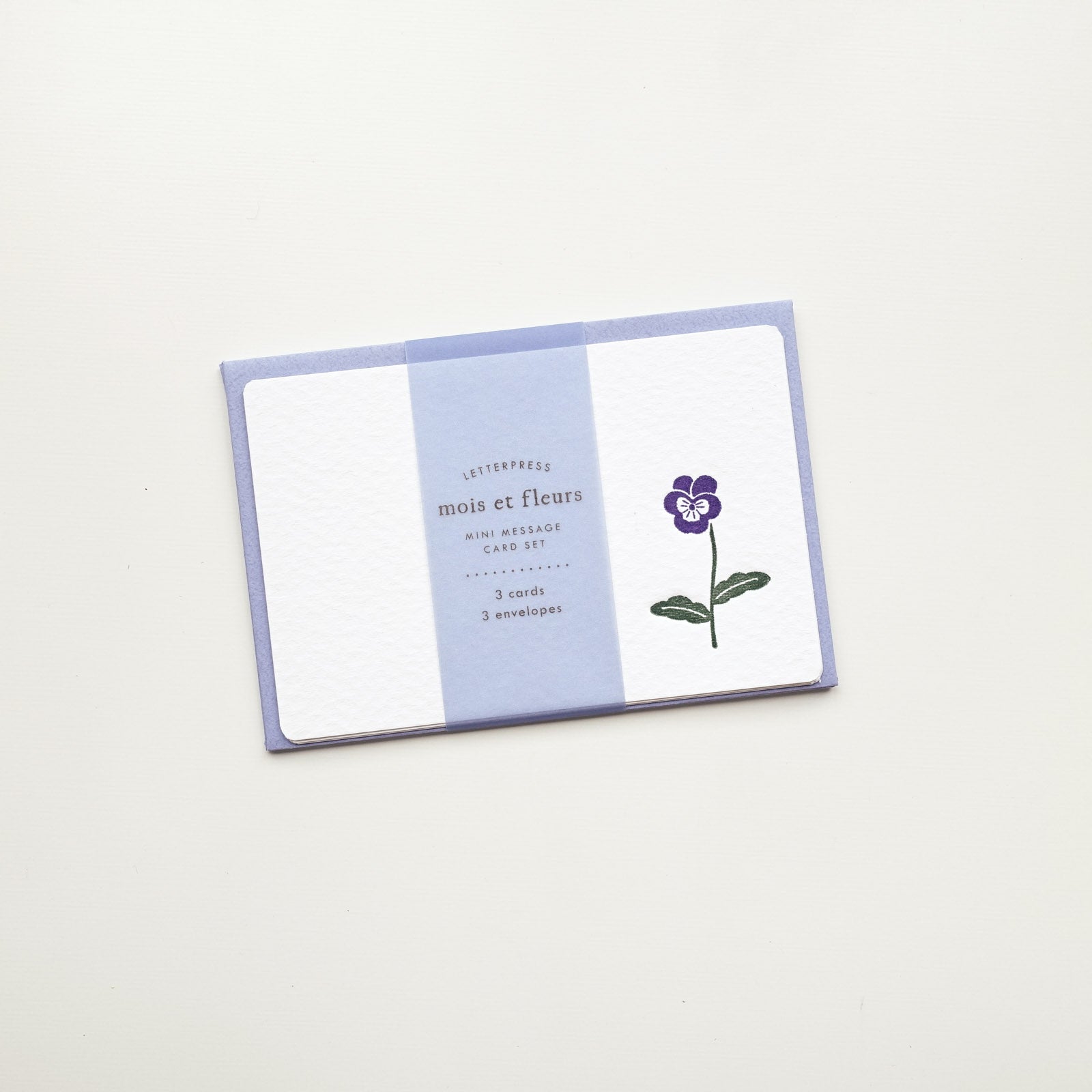 Viola Flower Letterpress Mini Message Card Set | Mois et Fleurs