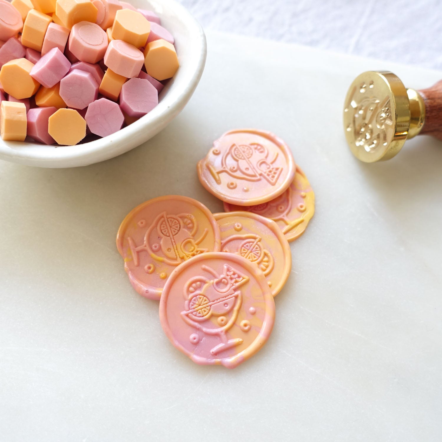 sherbet sunrise pastel mixed pink sealing wax ice cream wax seal stamp australia