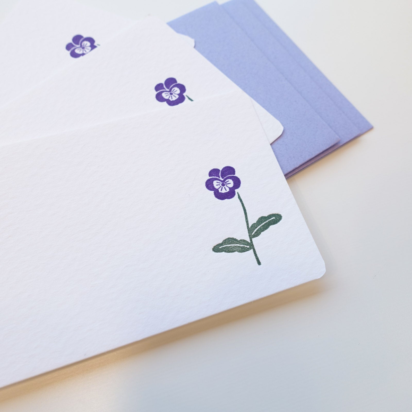 Viola Flower Letterpress Mini Message Card Set | Mois et Fleurs