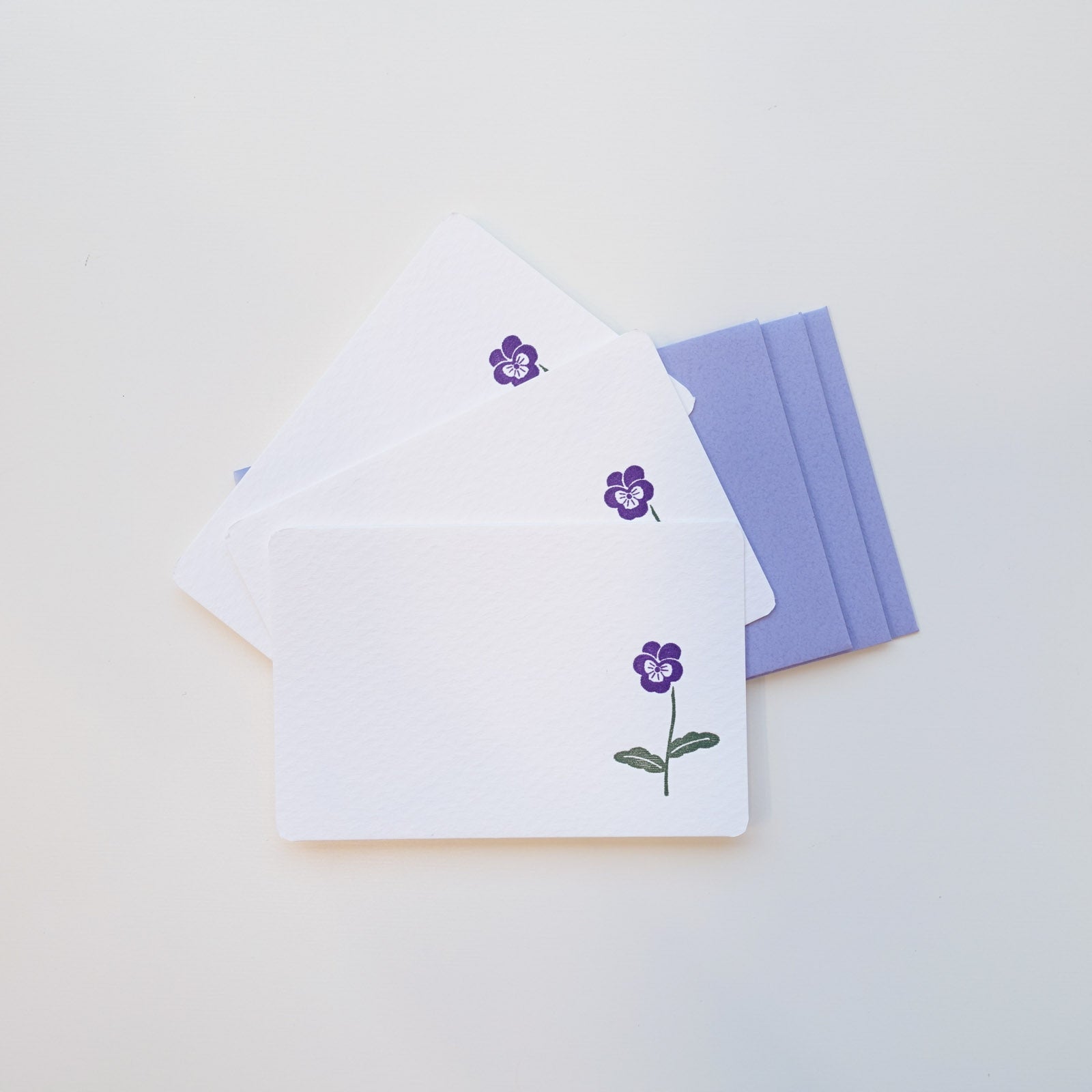 Viola Flower Letterpress Mini Message Card Set | Mois et Fleurs